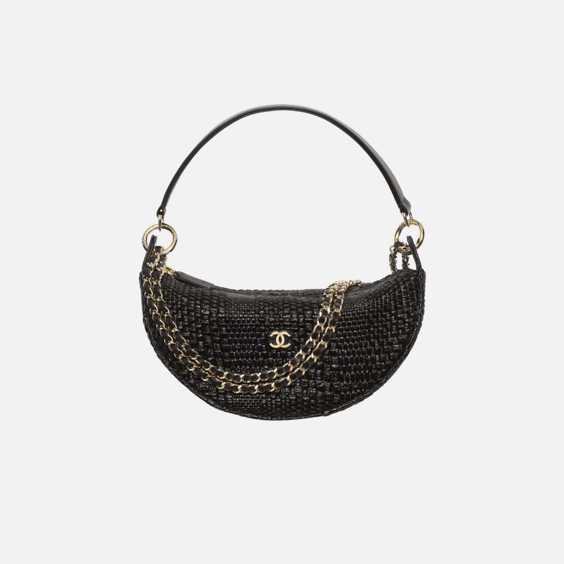 Chanel Clutch with Chain in Braided Raffia and Gold Tone