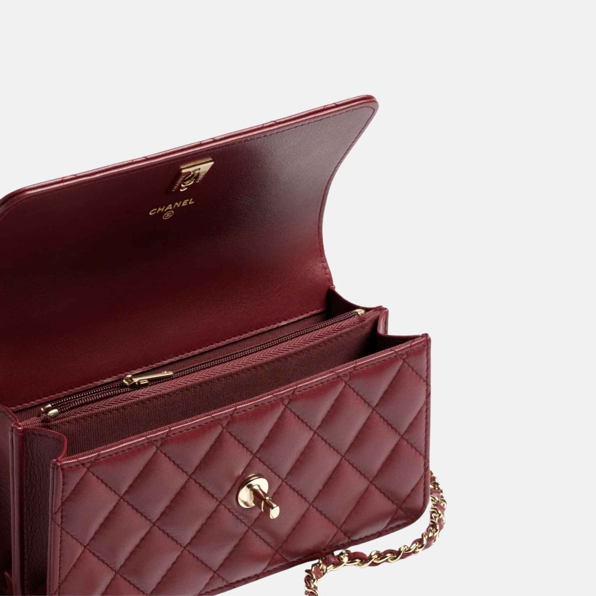 Chanel Clutch with Chain in Lambskin and Rhinestones, Inside