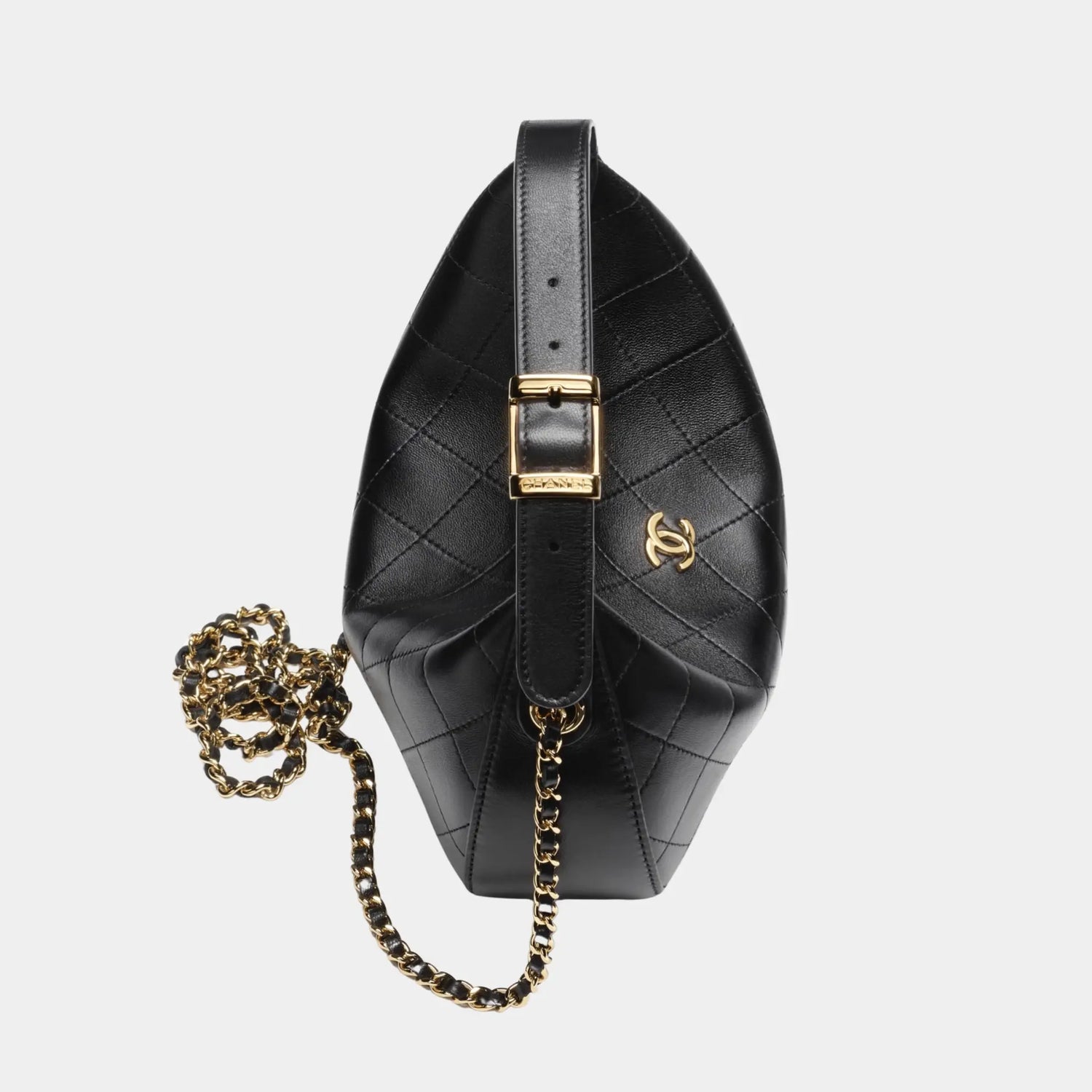 Chanel Clutch with Chain in Lambskin, Black, Top