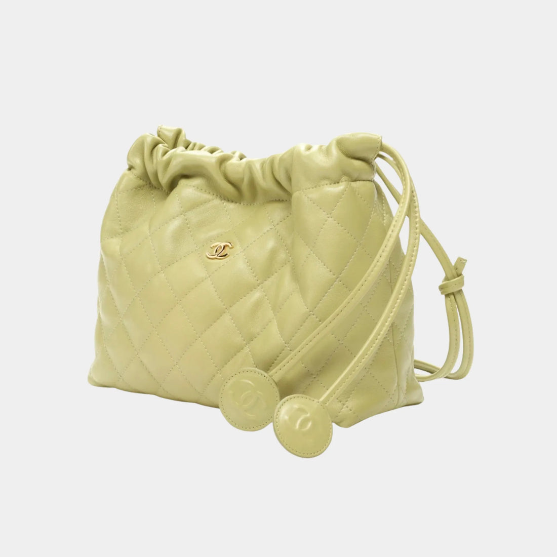 Chanel Clutch with Leather Strap in Green Lambskin, Green, Side