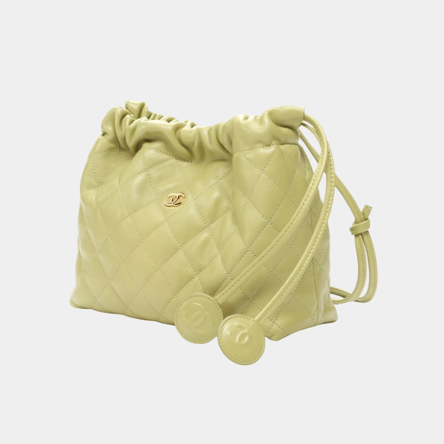 Chanel Clutch with Leather Strap in Green Lambskin, Green, Side