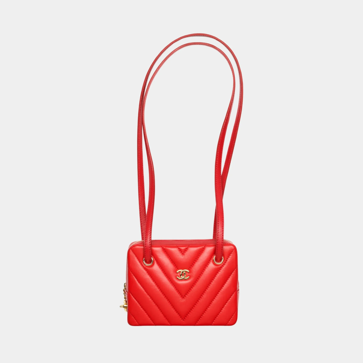 Clutch with Leather Strap in Lambskin