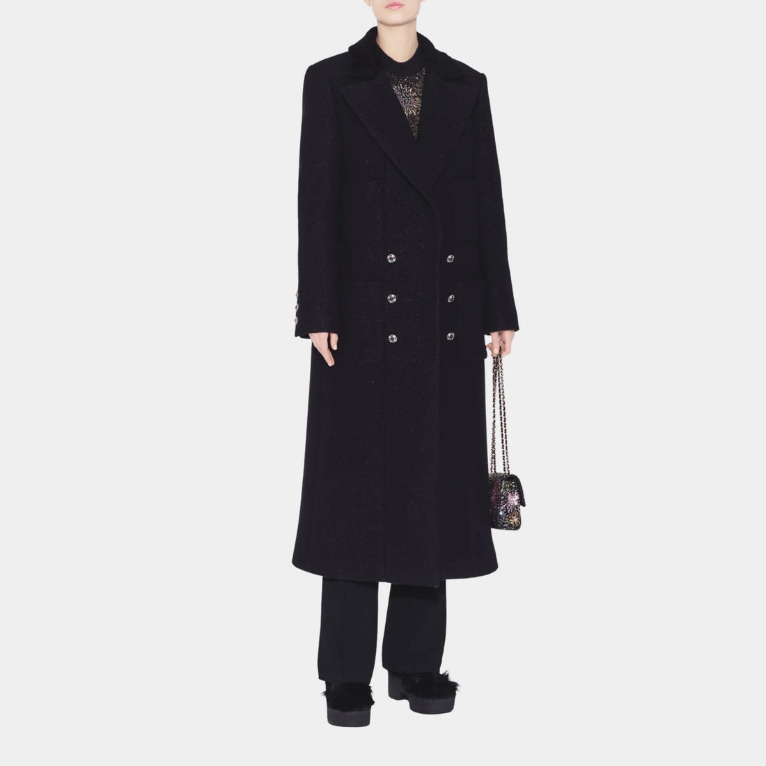 Chanel Coat Cashmere &amp; Wool Black