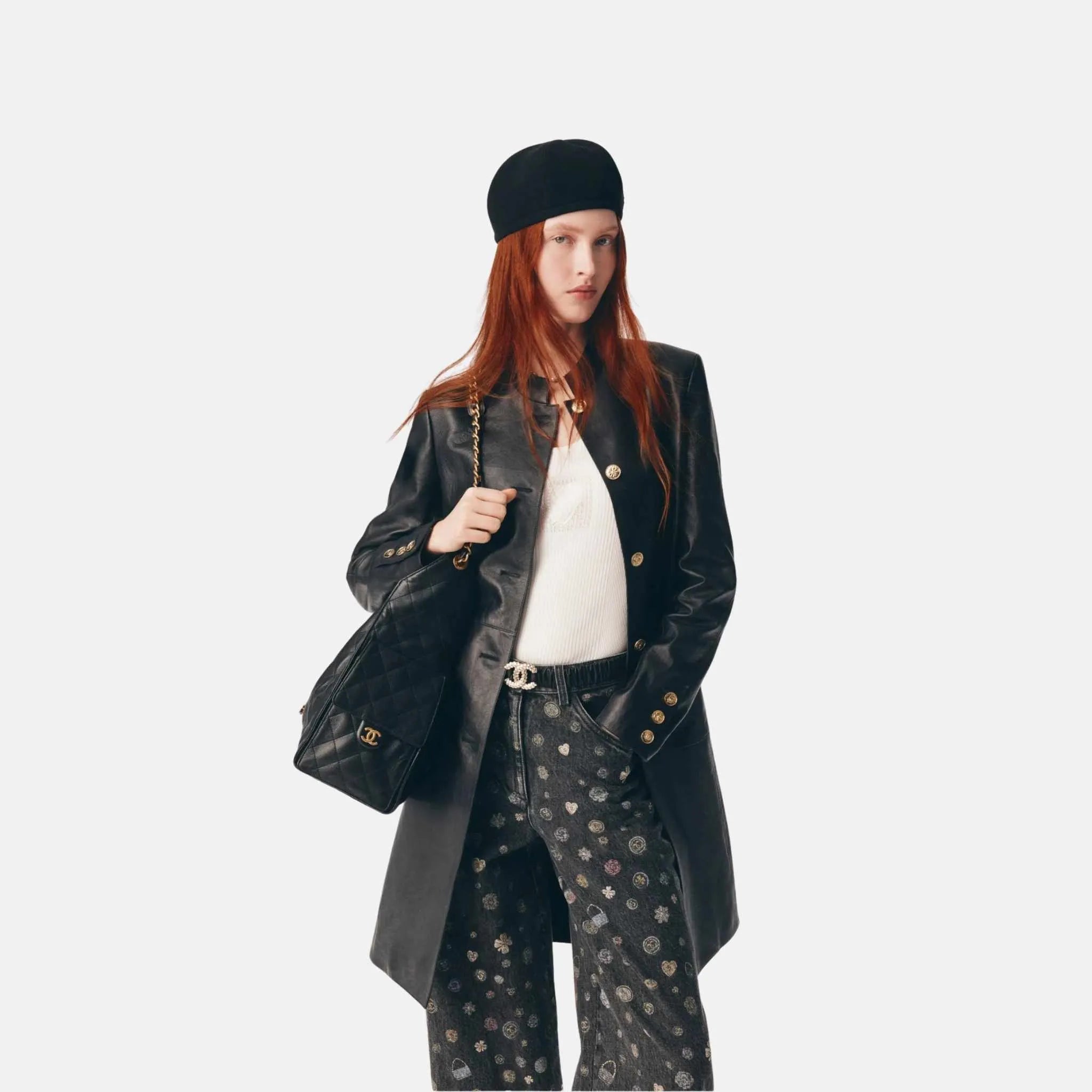 Chanel Coat in Black Lambskin, Front