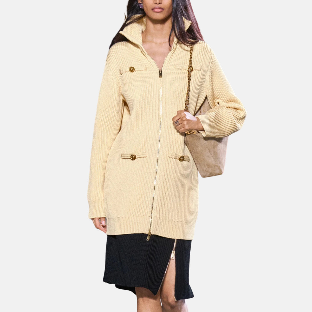 Chanel Coat Wool in Silk Beige
