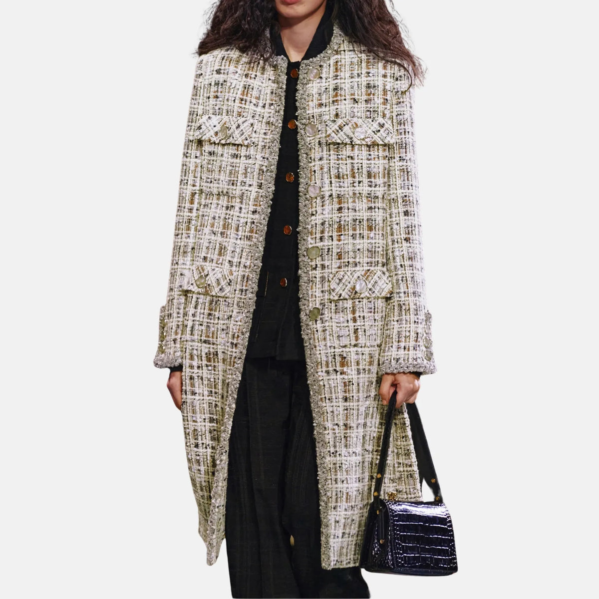 Chanel Coat Wool Tweed in White and Yellow