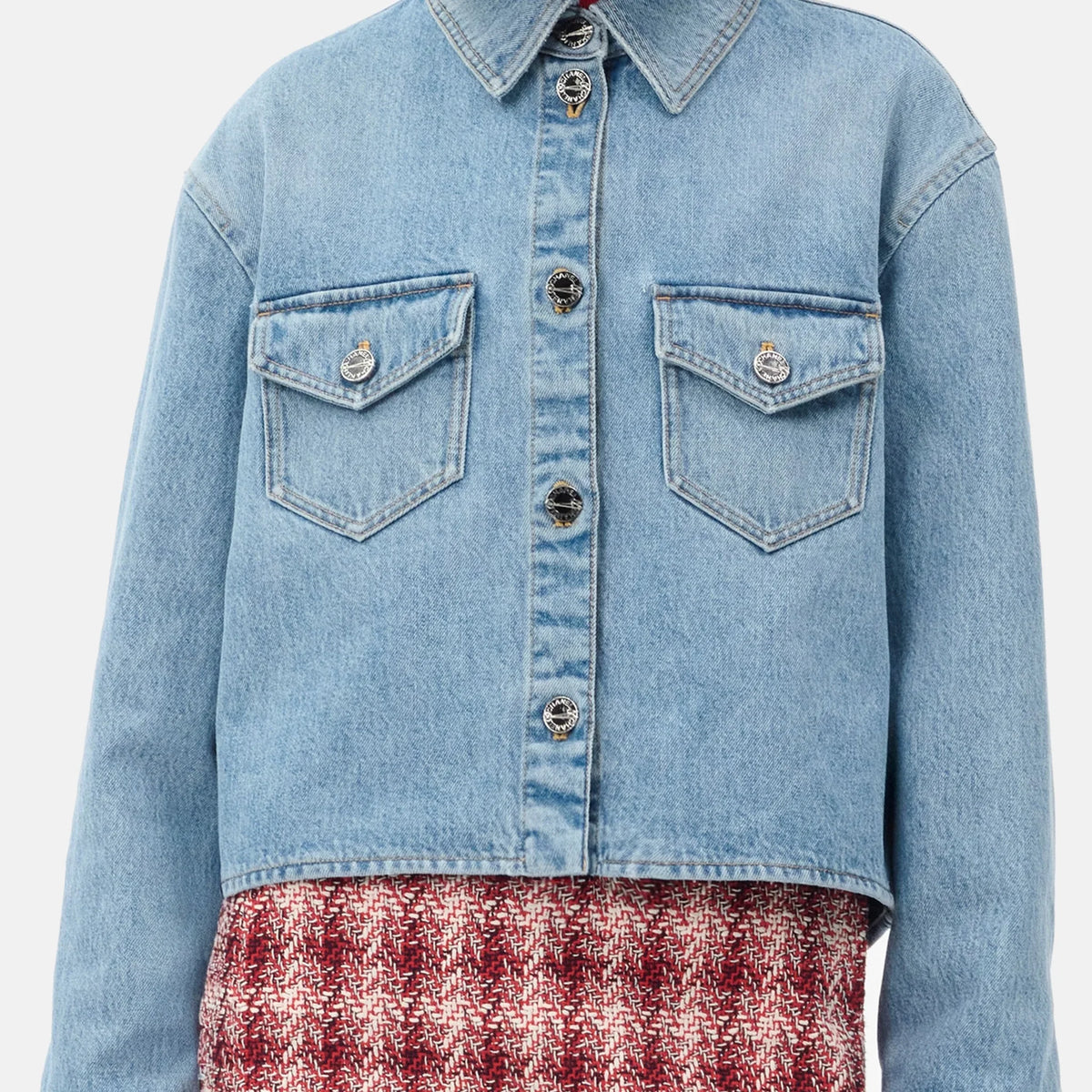 Cropped Denim Jacket in Blue