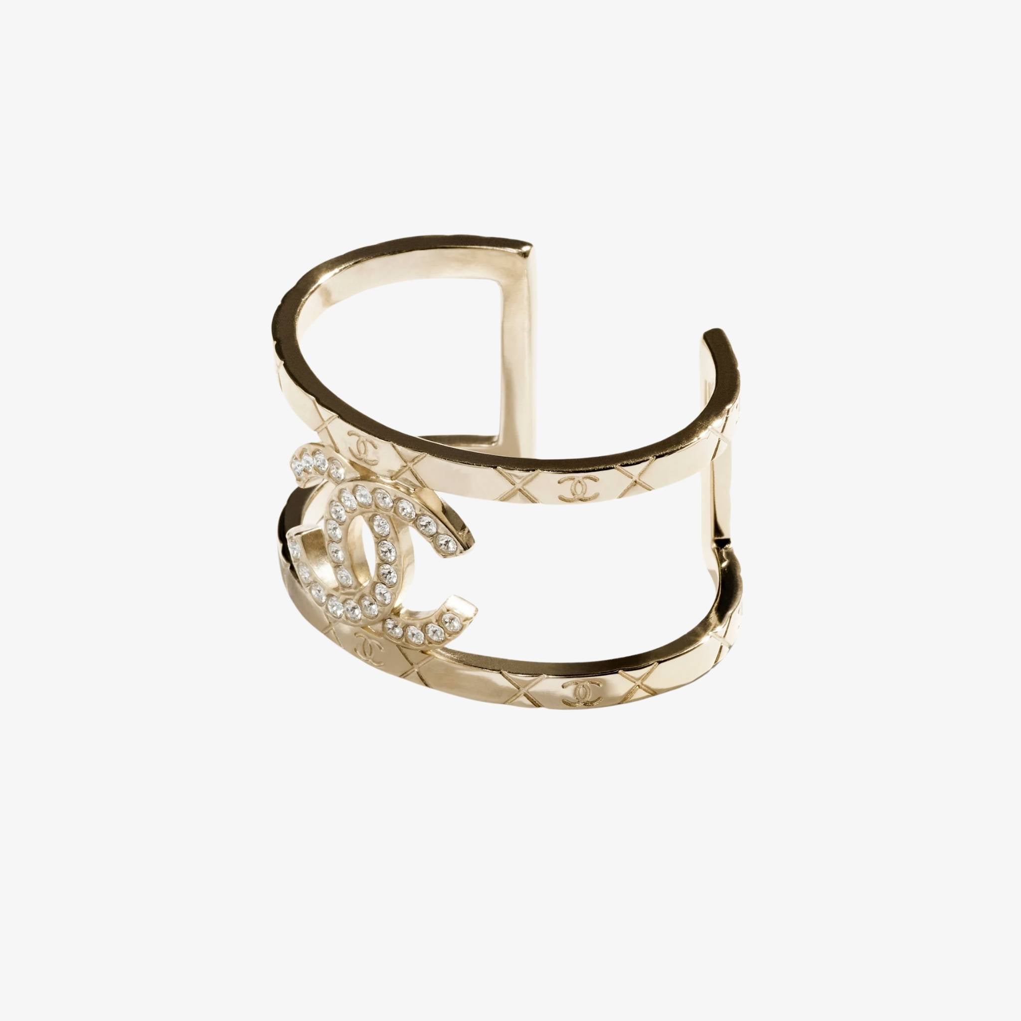 Chanel Cuff Metal &amp; Diamantés Gold &amp; Crystal, Front