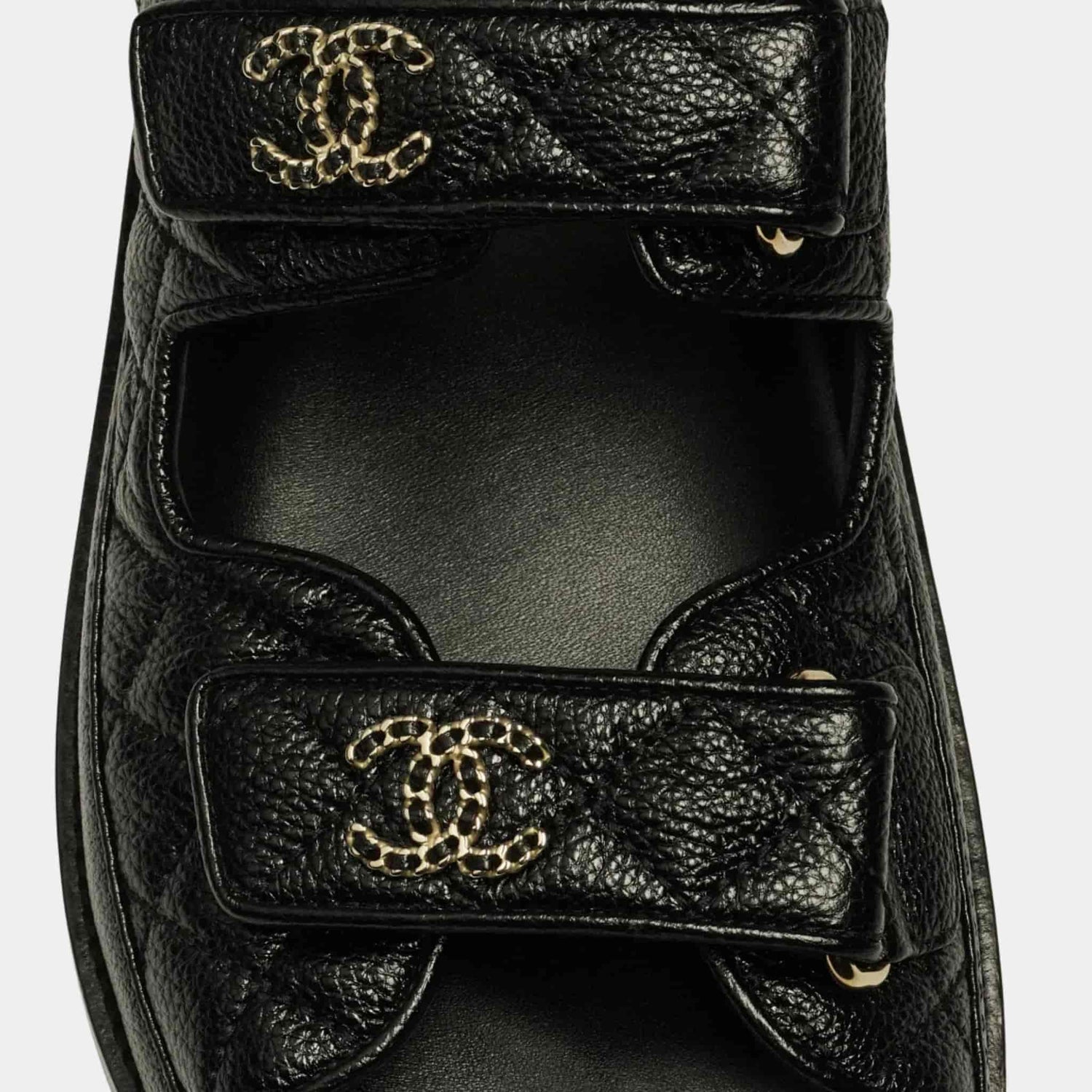 Chanel Dad Shoes in Grained Calfskin, Noir, Close