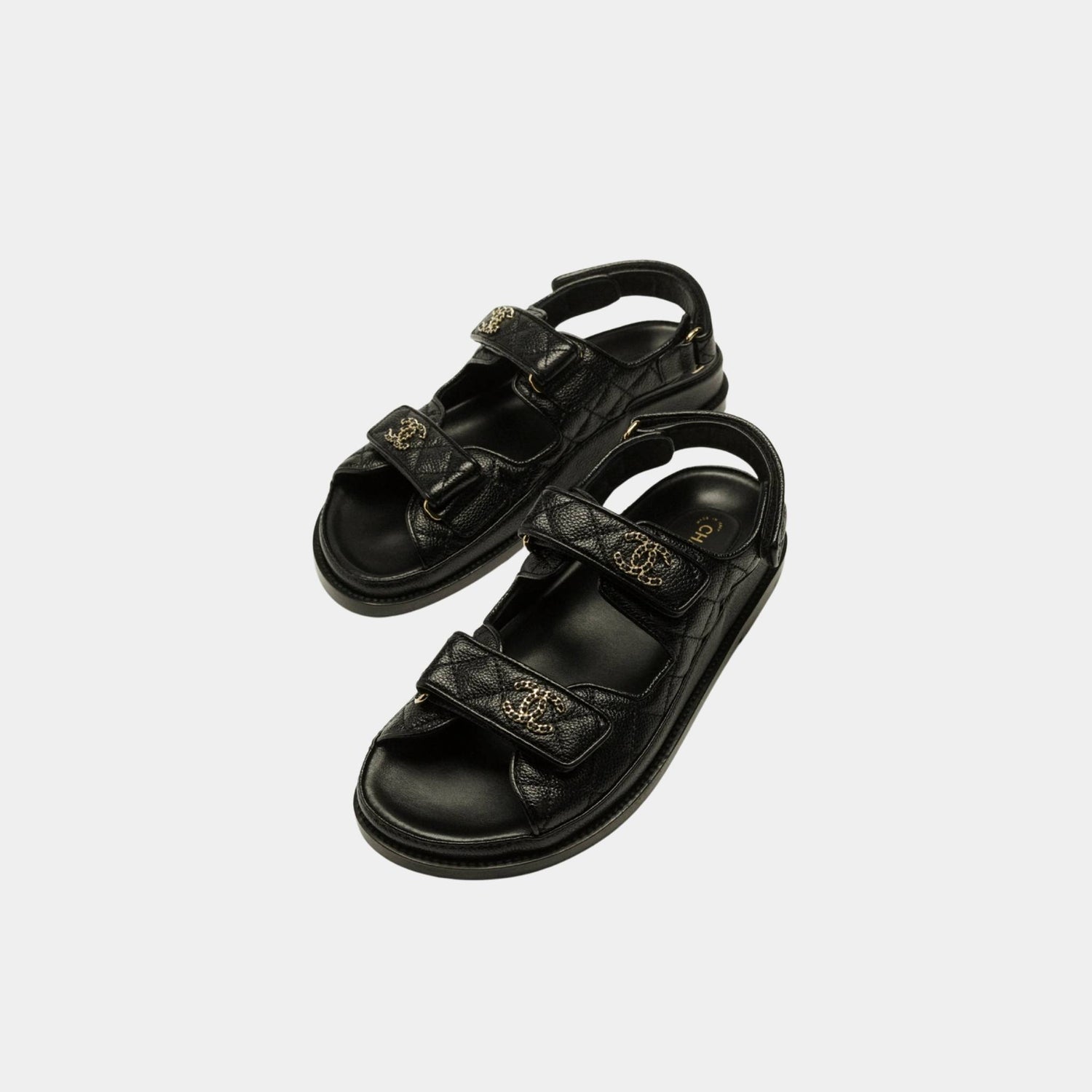 Chanel Dad Shoes in Grained Calfskin, Noir, Front