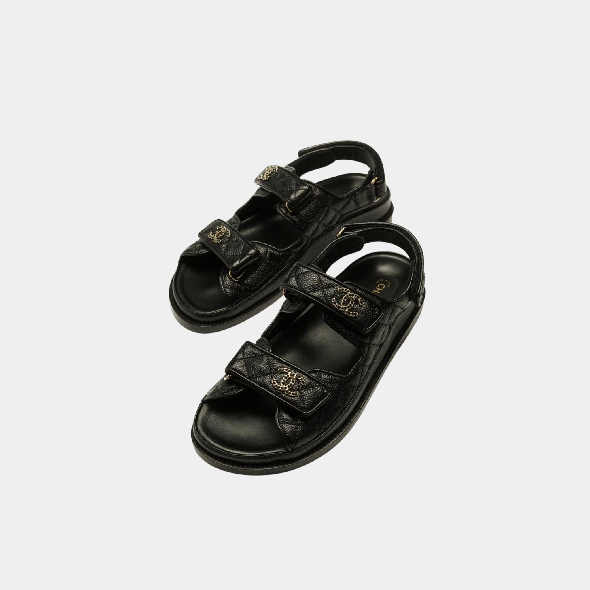 Chanel Dad Shoes in Grained Calfskin, Noir, Front