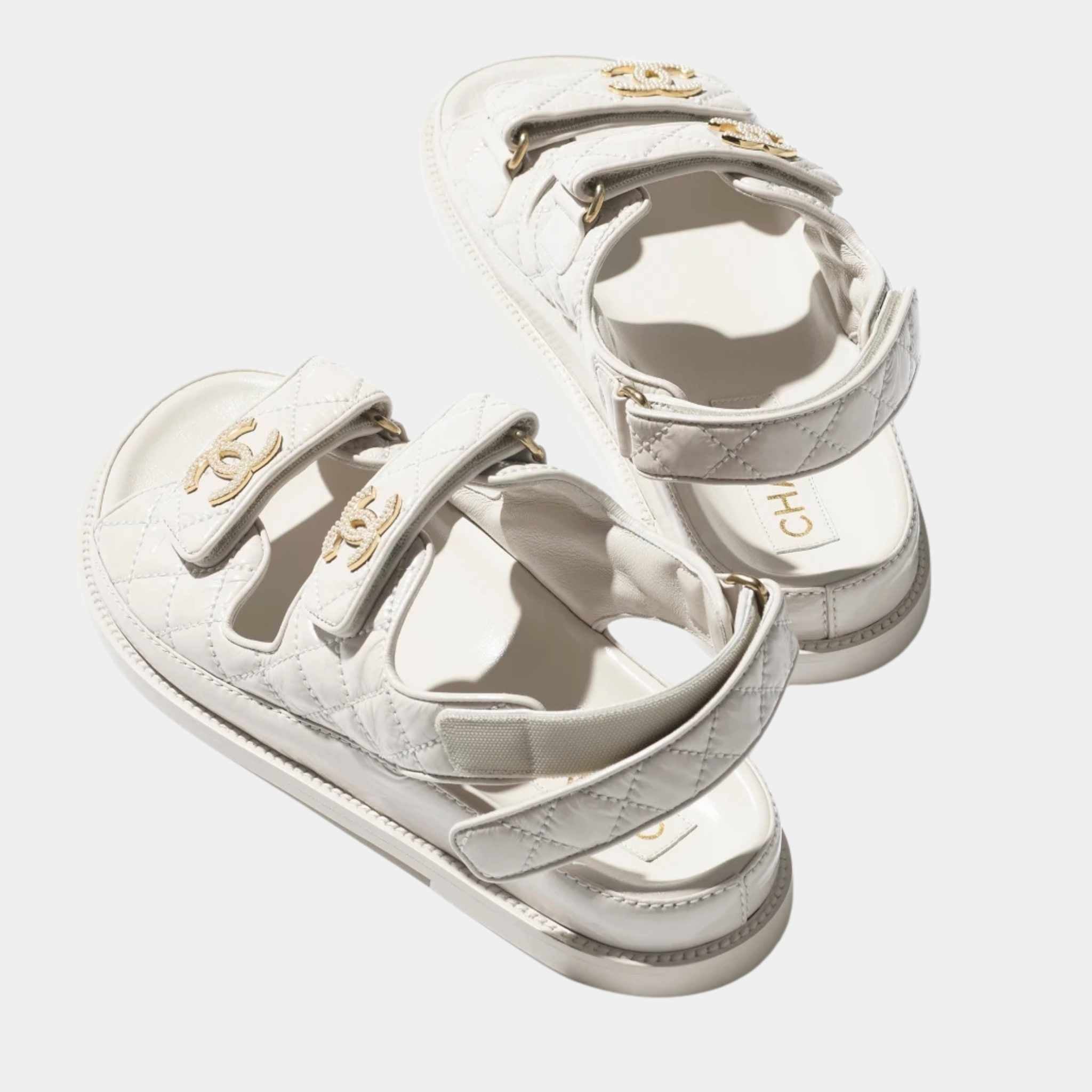 Chanel Dad Shoes in Shiny Lambskin, Ivory, Back