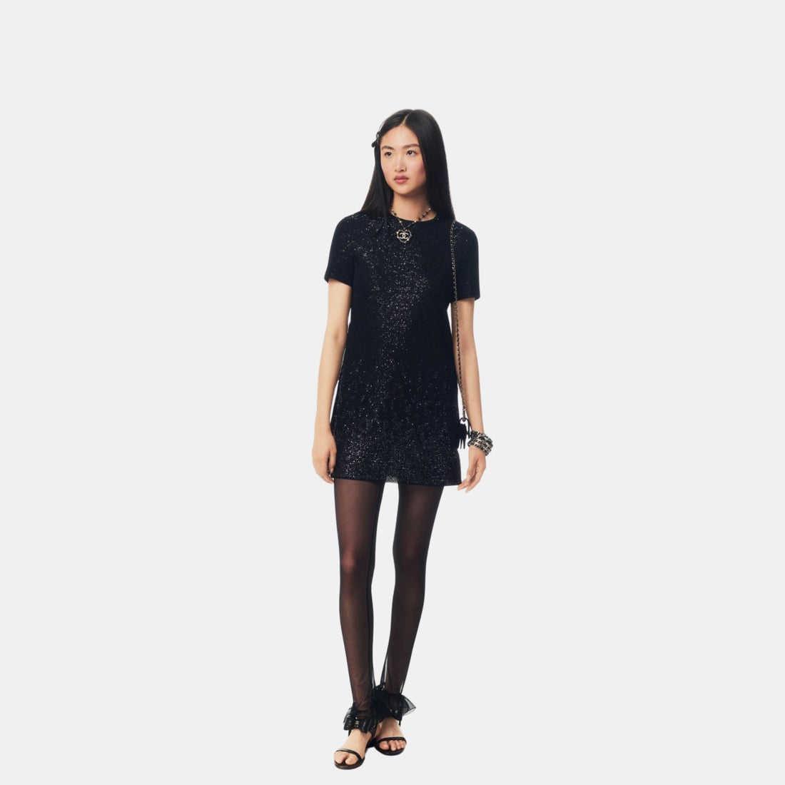 Chanel Dress Glittered Mixed Fibers Black, ModelView
