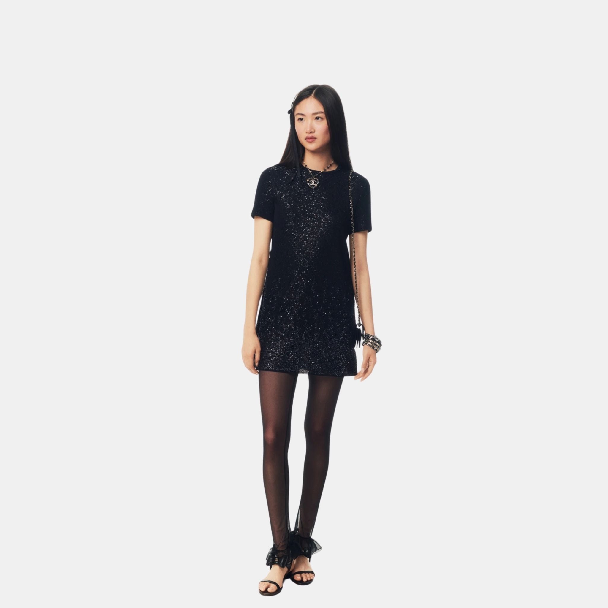 Chanel Dress Glittered Mixed Fibers Black, ModelView