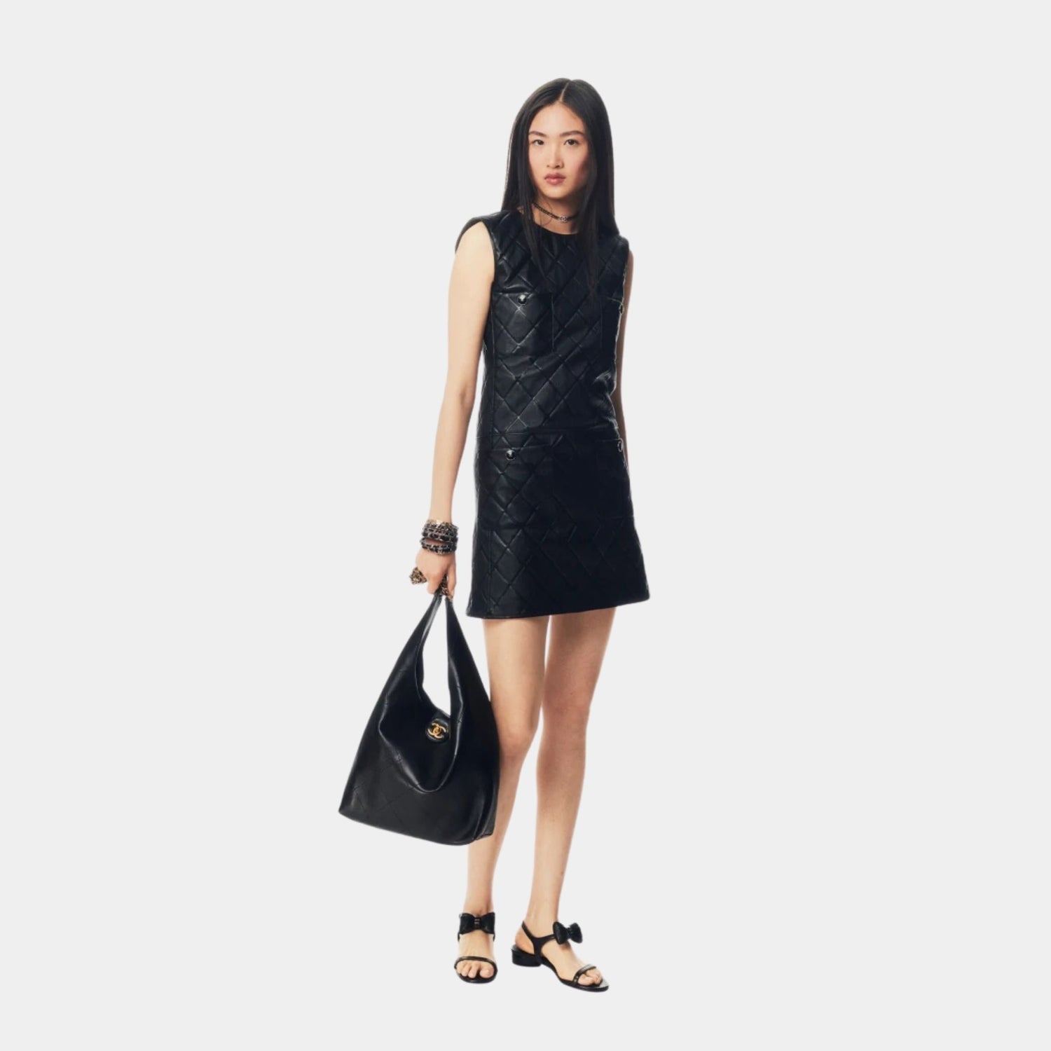 Chanel Dress Lambskin Black, Model, Full