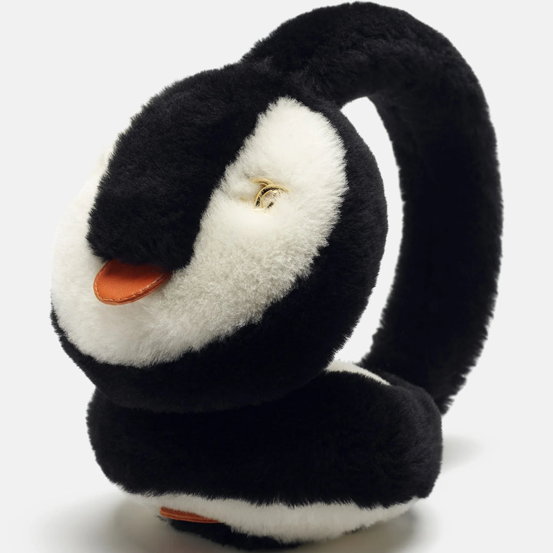 Chanel Earmuffs shearling lambskin black white orange penguin Coco Neige 2026 detail