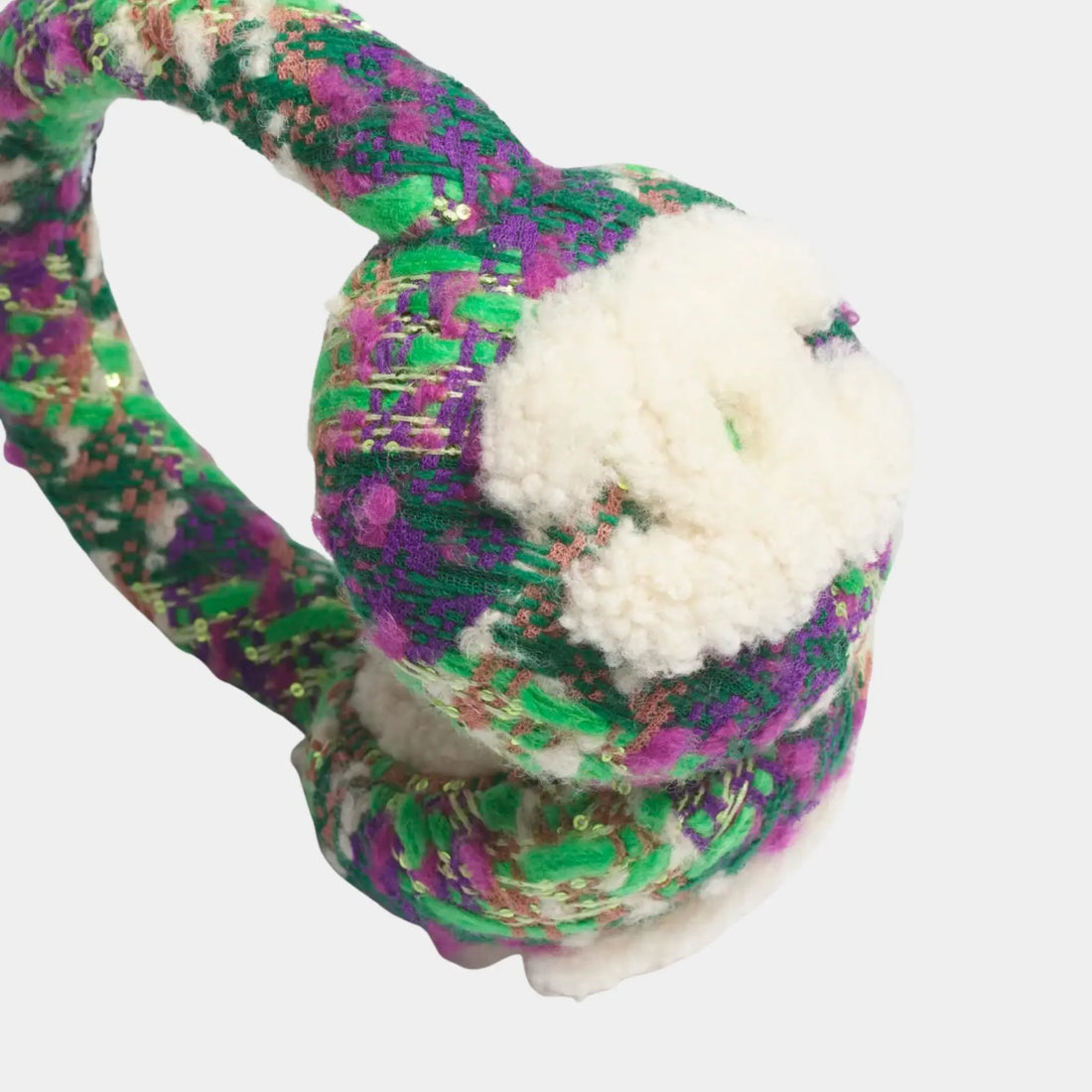 Chanel Earmuffs in Tweed & Woolly Lamb, Close