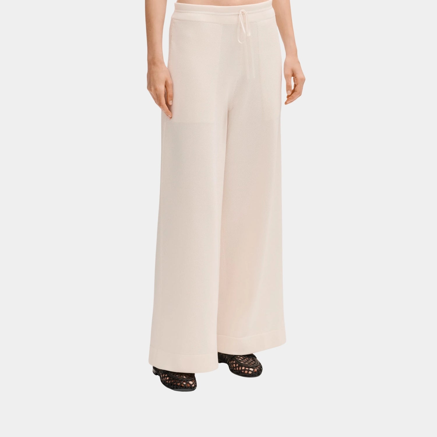 Chanel Ecru Trousers in Silk and Cotton, Front