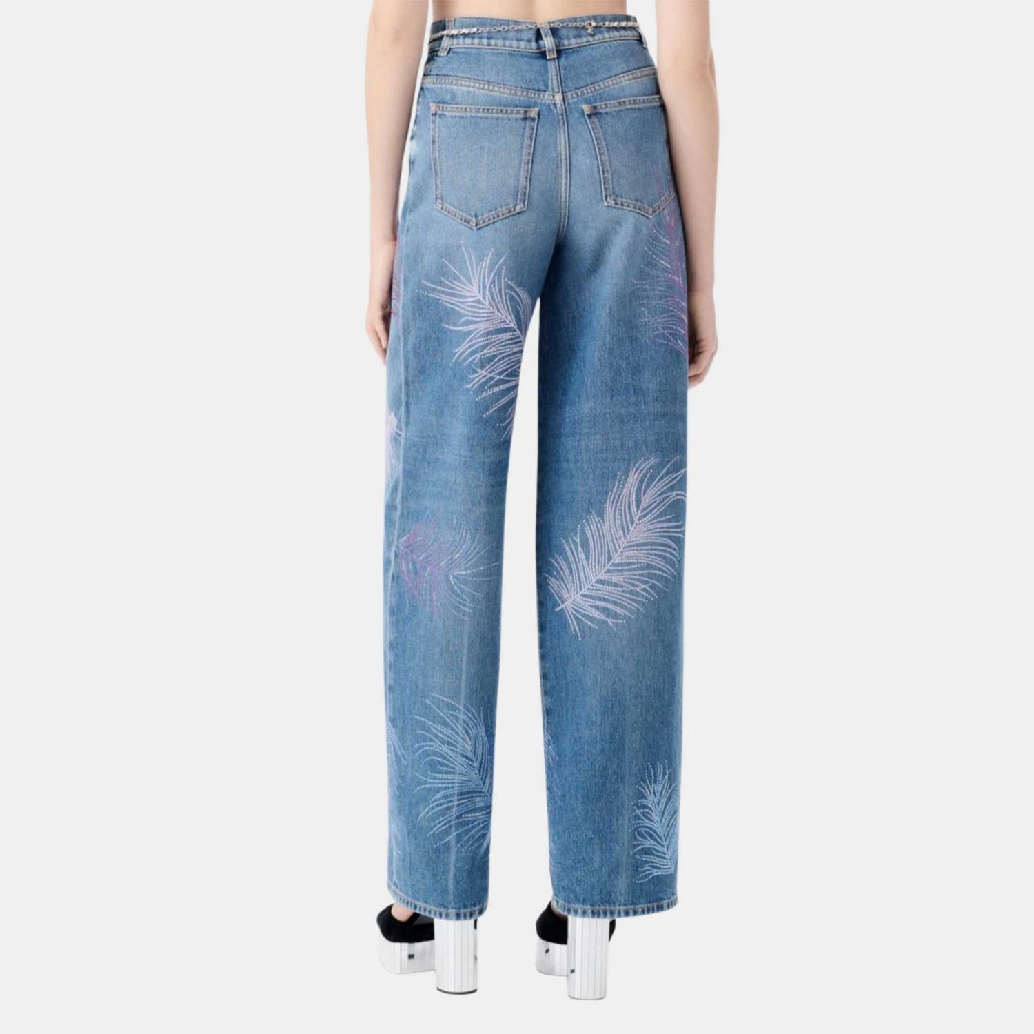 Chanel Embroidered Blue and Multicolour Denim Jeans, Back