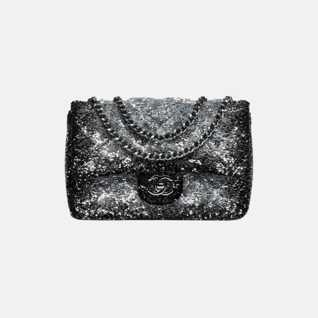 Chanel Flap Bag in Quilted Gradient Sequins and Ruthenium, Front