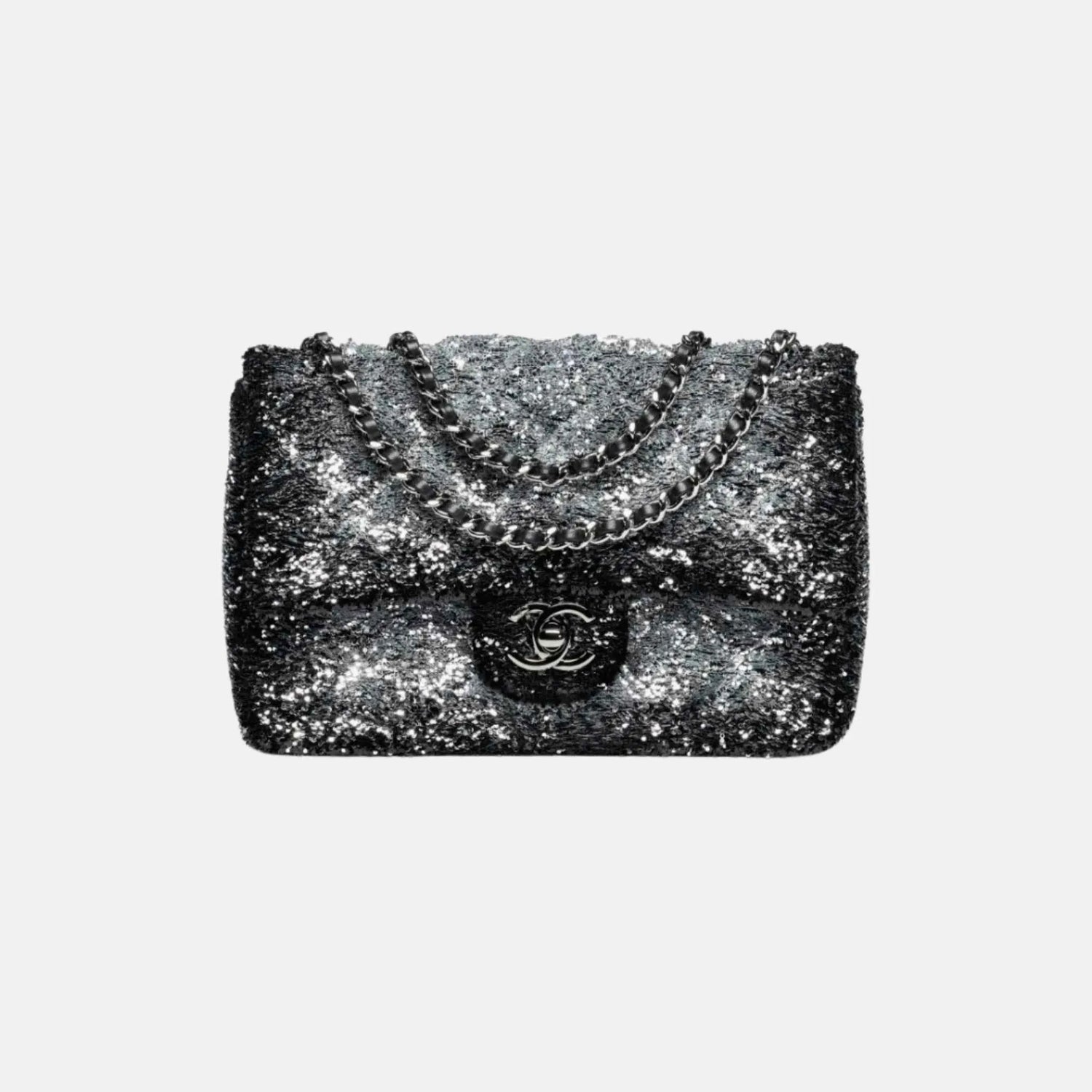 Chanel Flap Bag in Quilted Gradient Sequins and Ruthenium, Front
