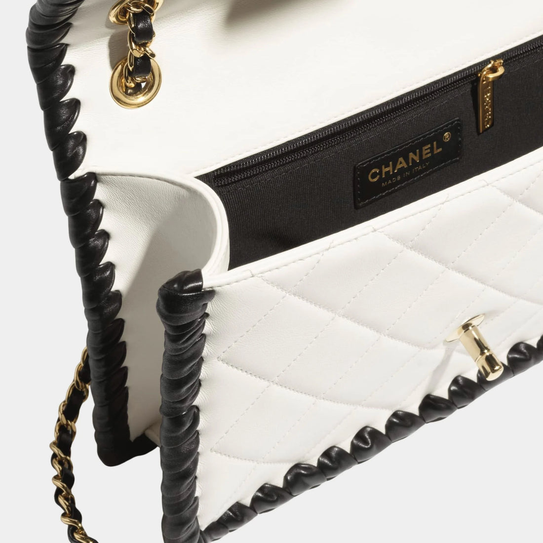 Flap Bag Lambskin Braided Calfskin & Gold Tone Metal