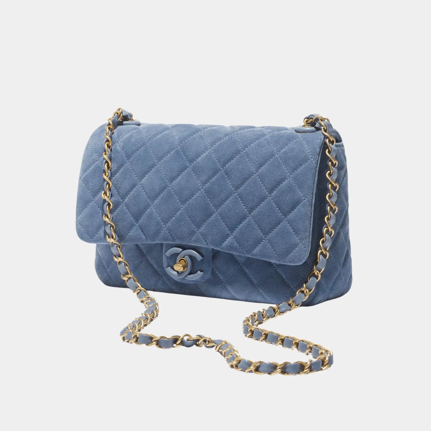Flap Bag Suede Calfskin, Lambskin &amp; Gold-Tone Metal