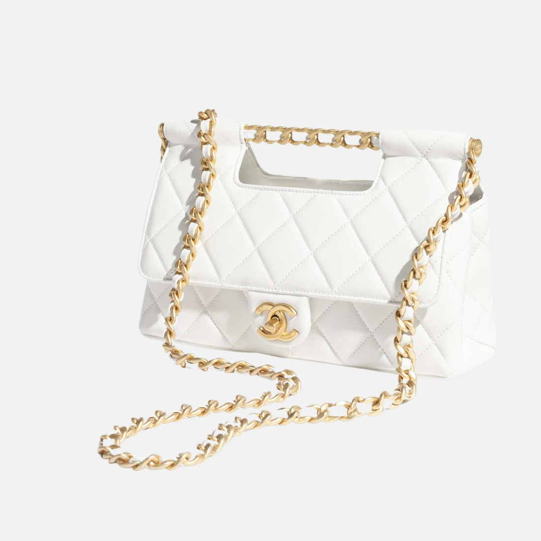 Chanel Flap Bag With Top Handle In Shiny Lambskin, Front