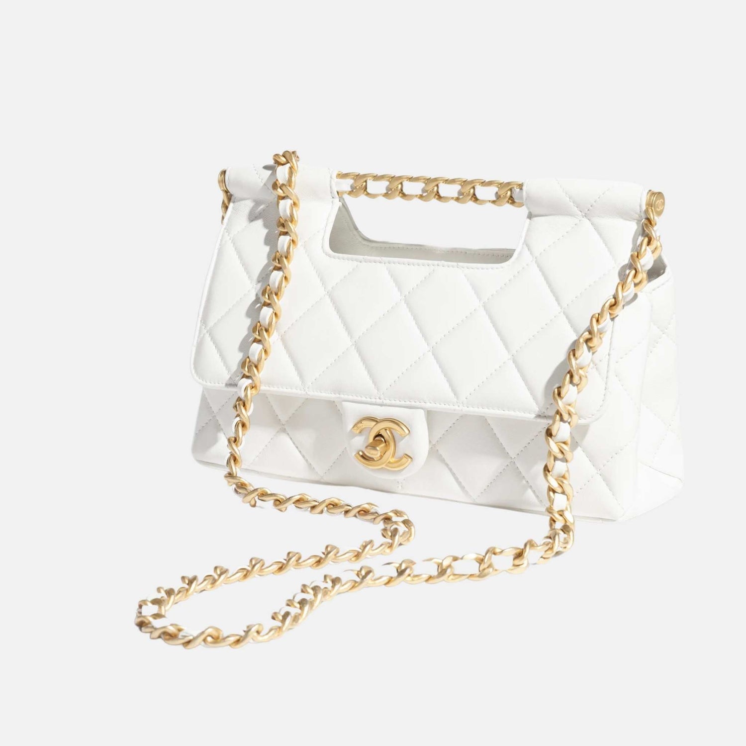 Chanel Flap Bag With Top Handle In Shiny Lambskin, Front