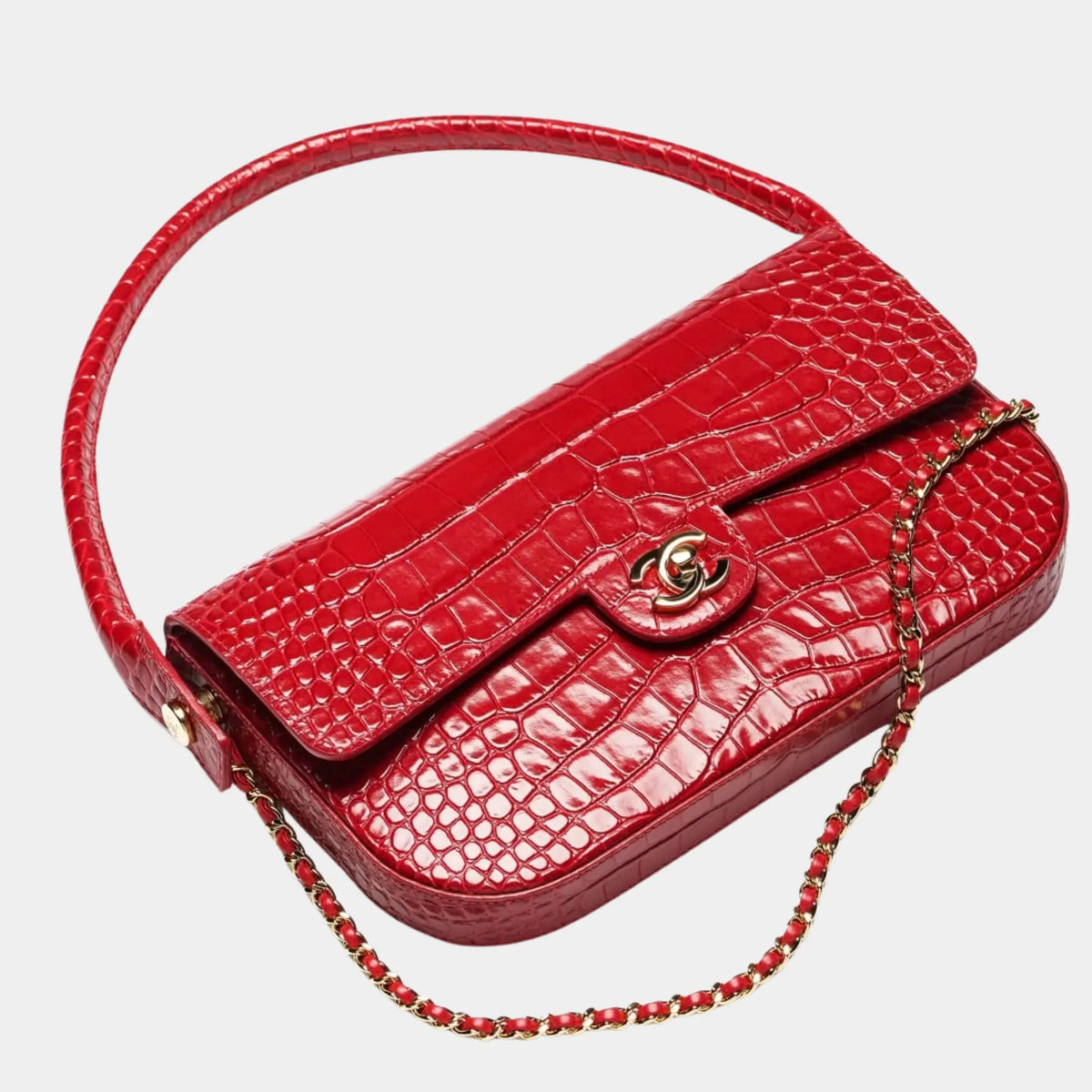 Chanel Flap Bag With Handle Calfskin &amp; Gold-Tone metal