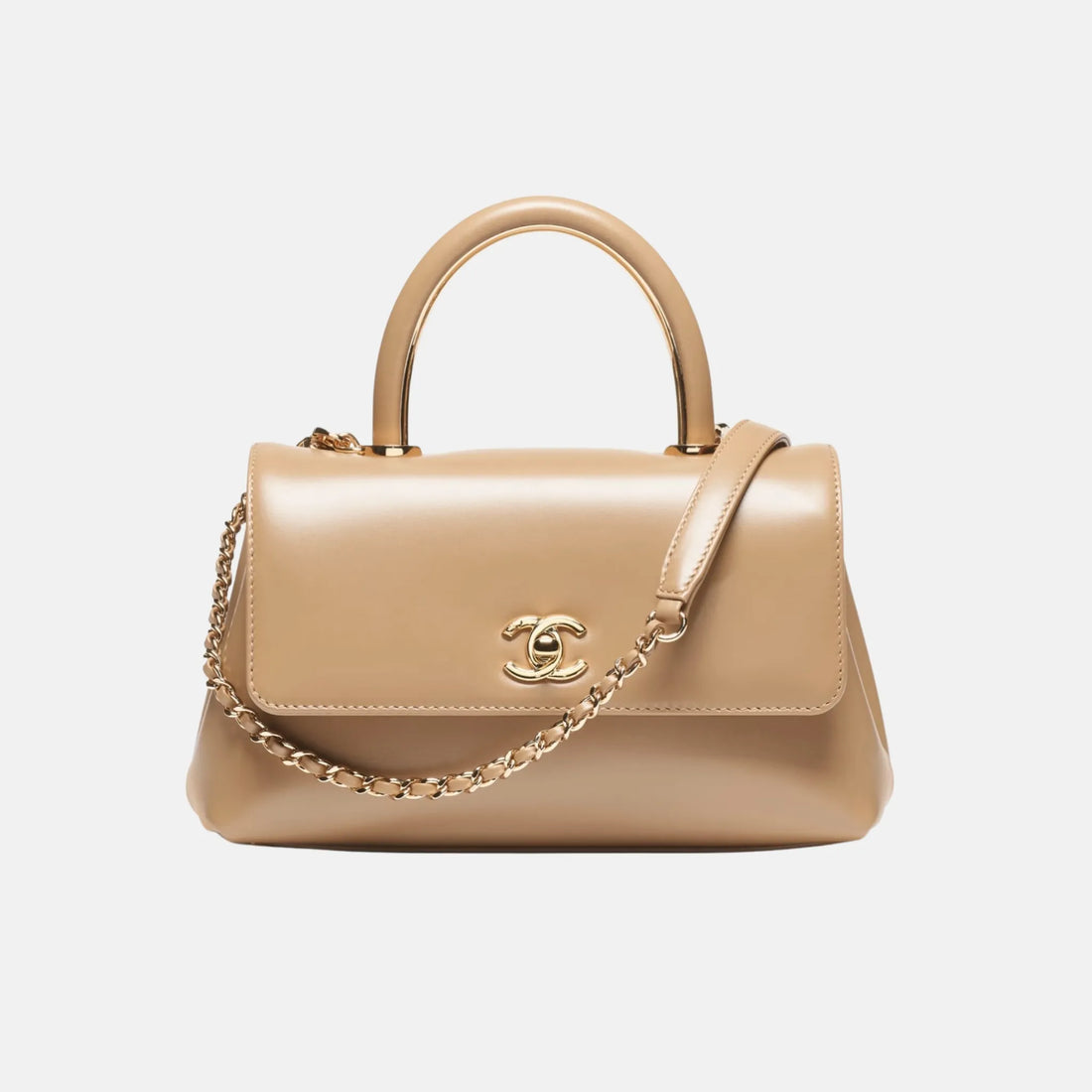 Chanel Flap Bag With Top Handle in Light Brown