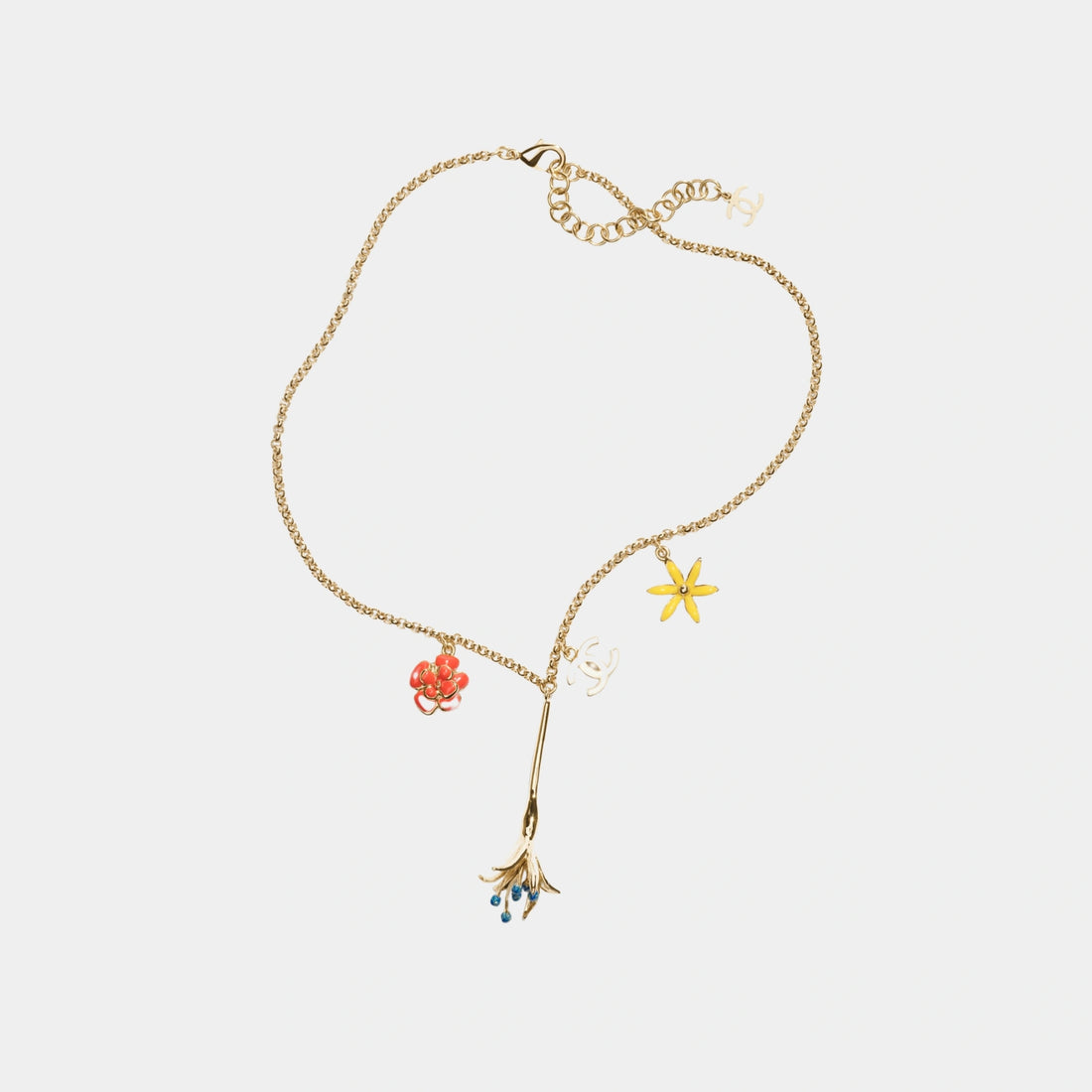Chanel Floral Inspired Necklace in Metal & Resin, Front
