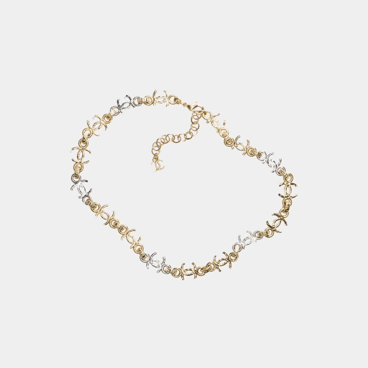 Gold and Silver Metal CC Chain Necklace