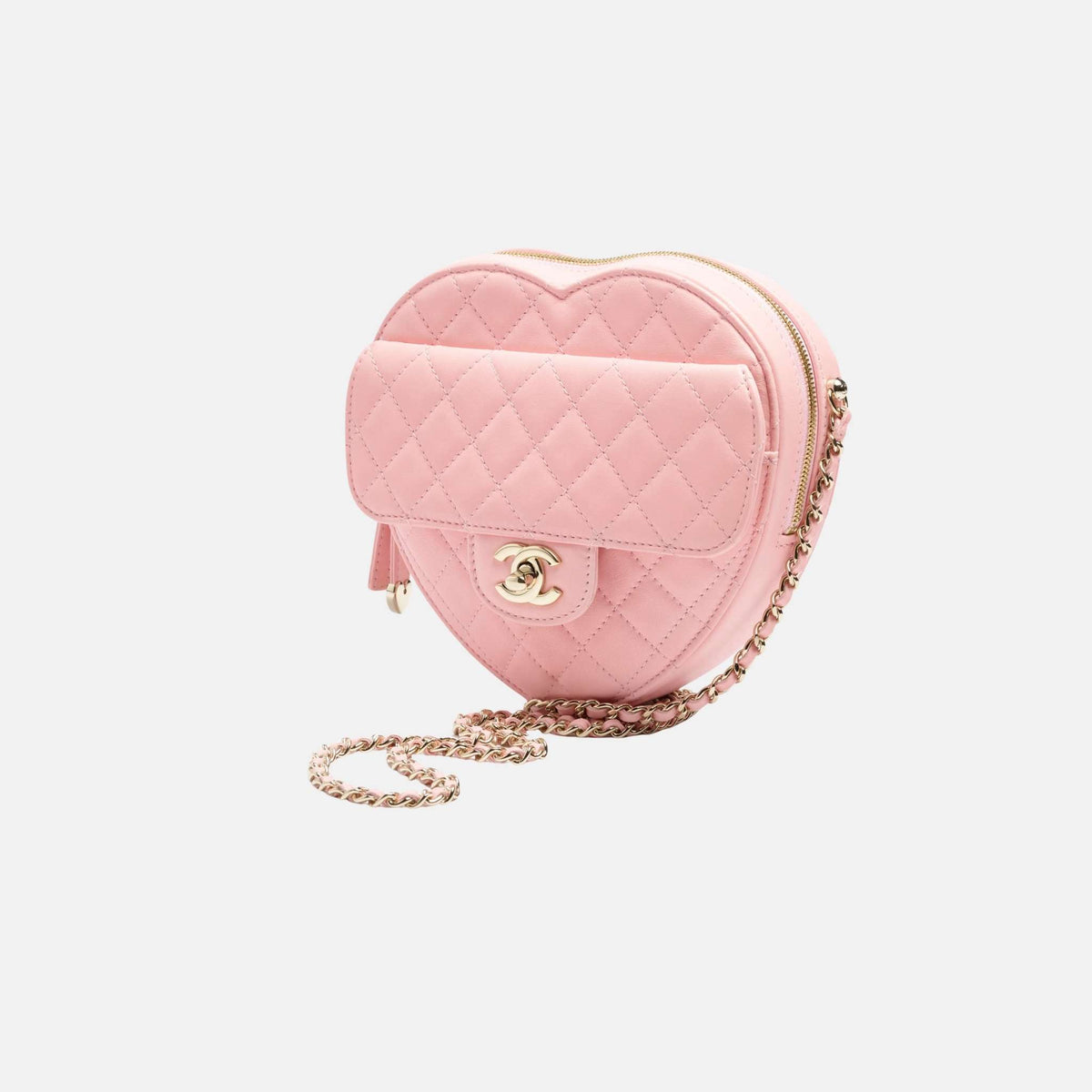 Heart Bag in Lambskin and Gold Metal