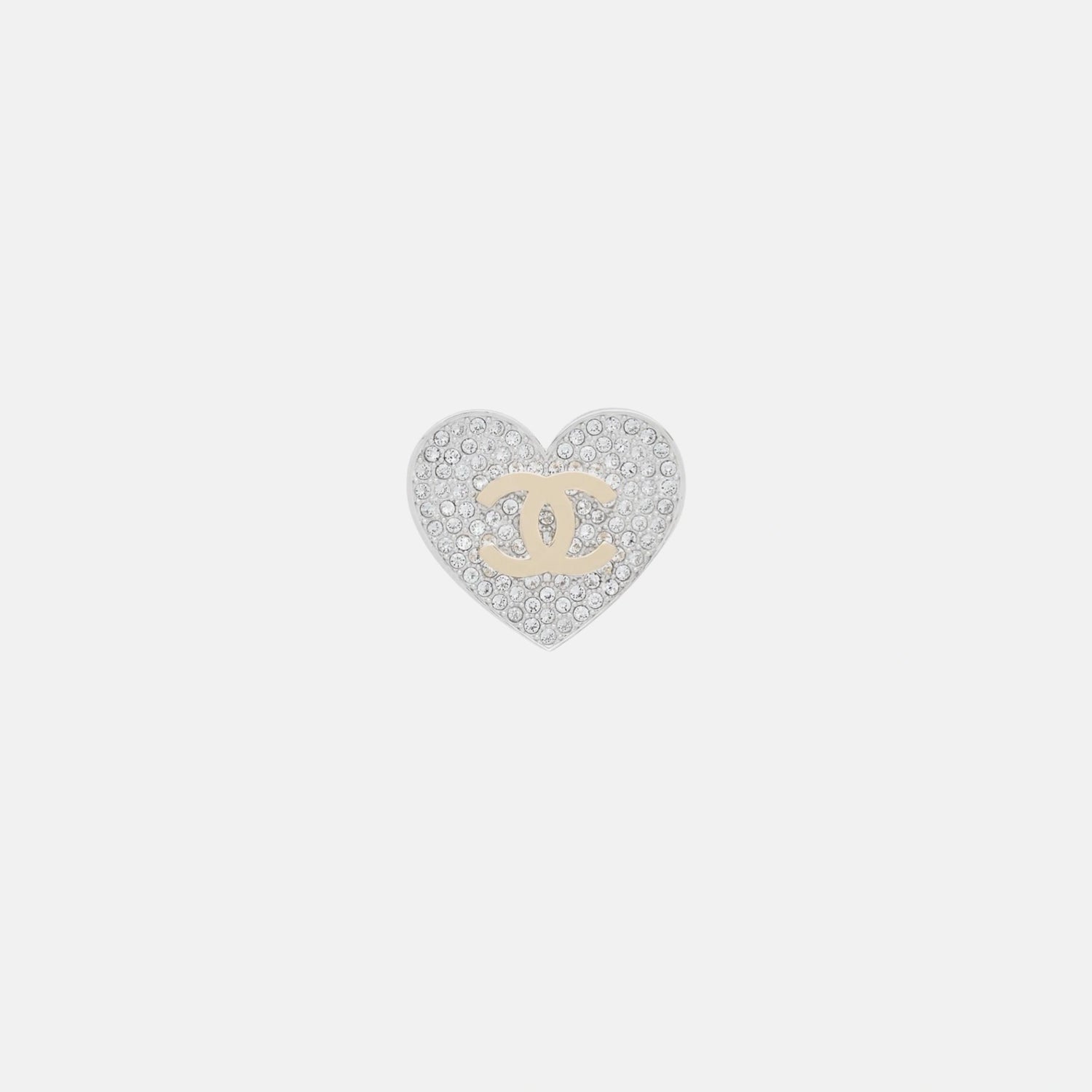 Chanel Heart Brooch in Metal and Diamantes