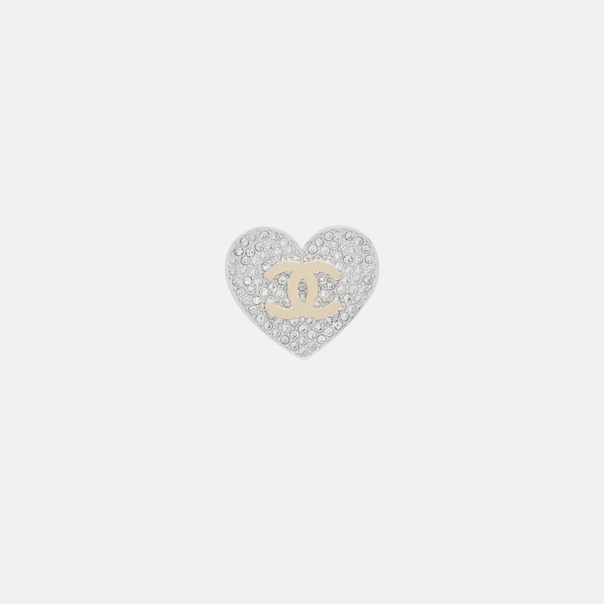 Heart Brooch in Metal and Diamantes
