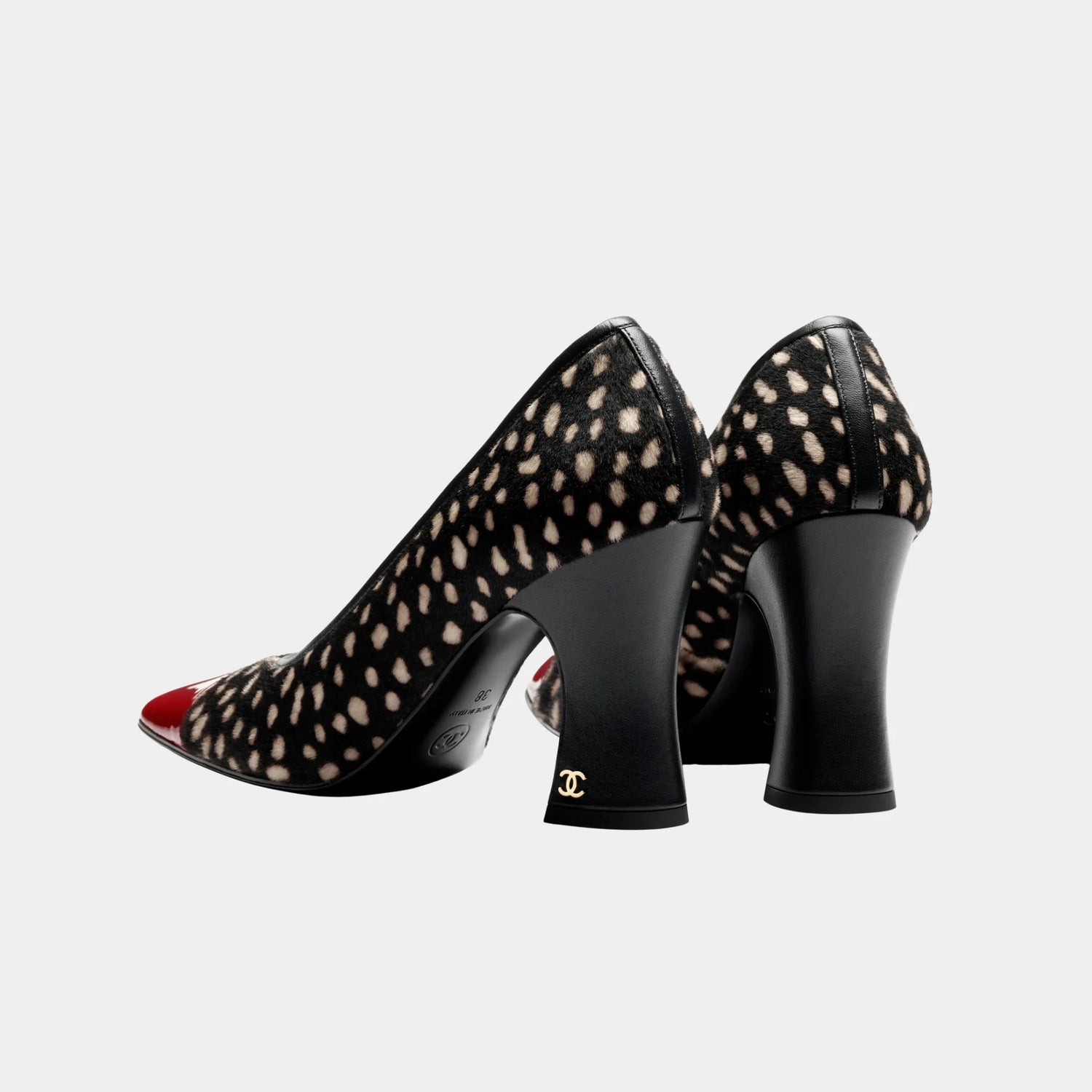 Chanel Pumps Lambskin &amp; Patent Calfskin in Black White &amp; Dark Red, Back