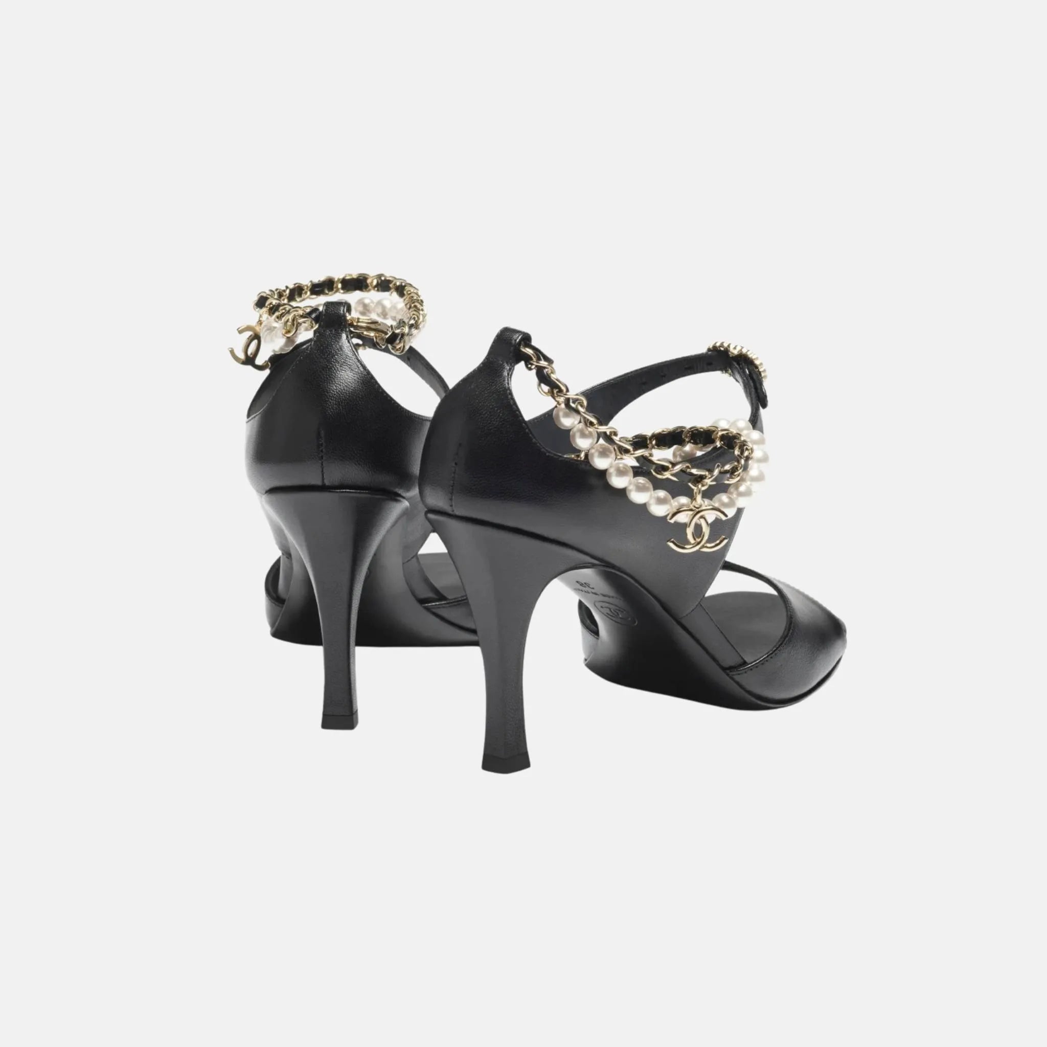 Chanel Heeled Sandals in Black, Back