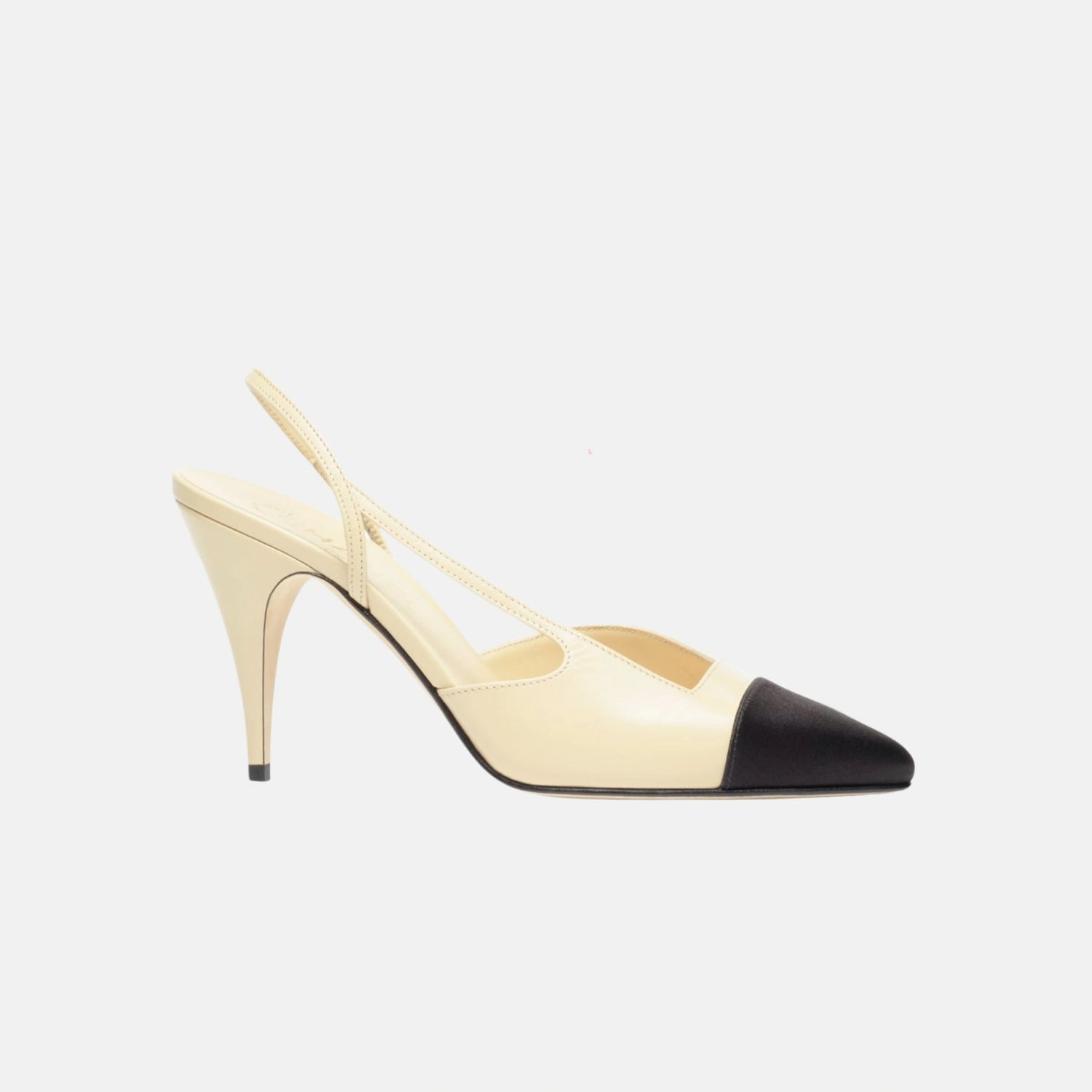 Chanel Heeled Slingbacks Goatskin Mixed Fibers, Beige, Side