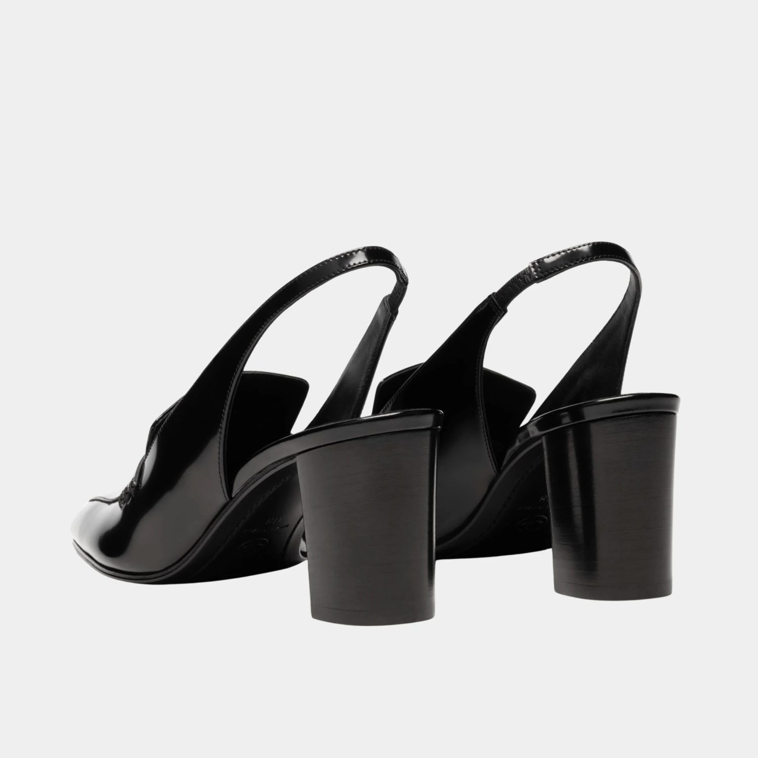 Chanel Heeled Slingbacks in Shiny Calfskin, Black, Back