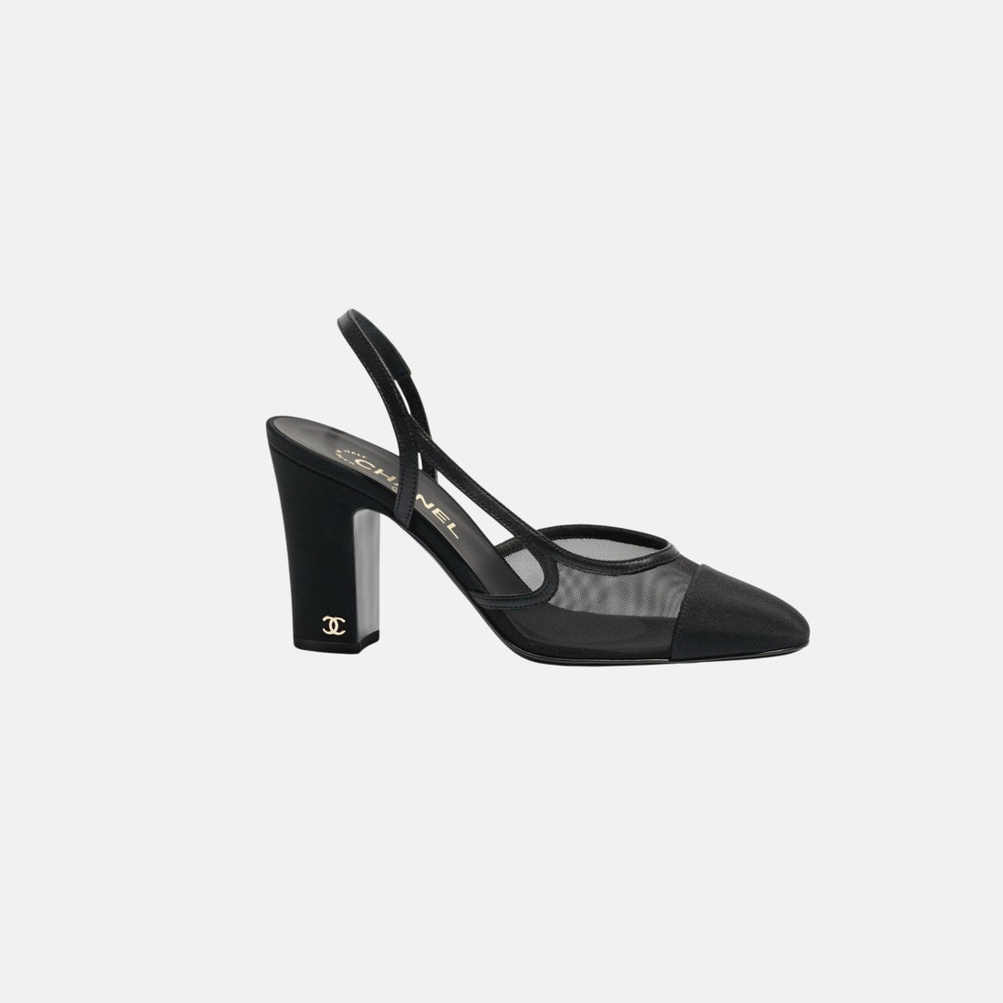 Chanel Heeled Slingbacks in Mesh and Grosgrain, Side