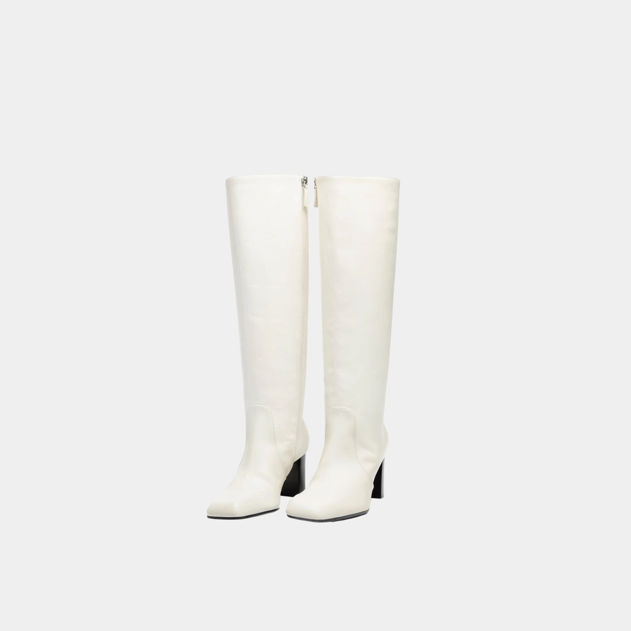 Chanel High Boots in Calfskin, White, Front