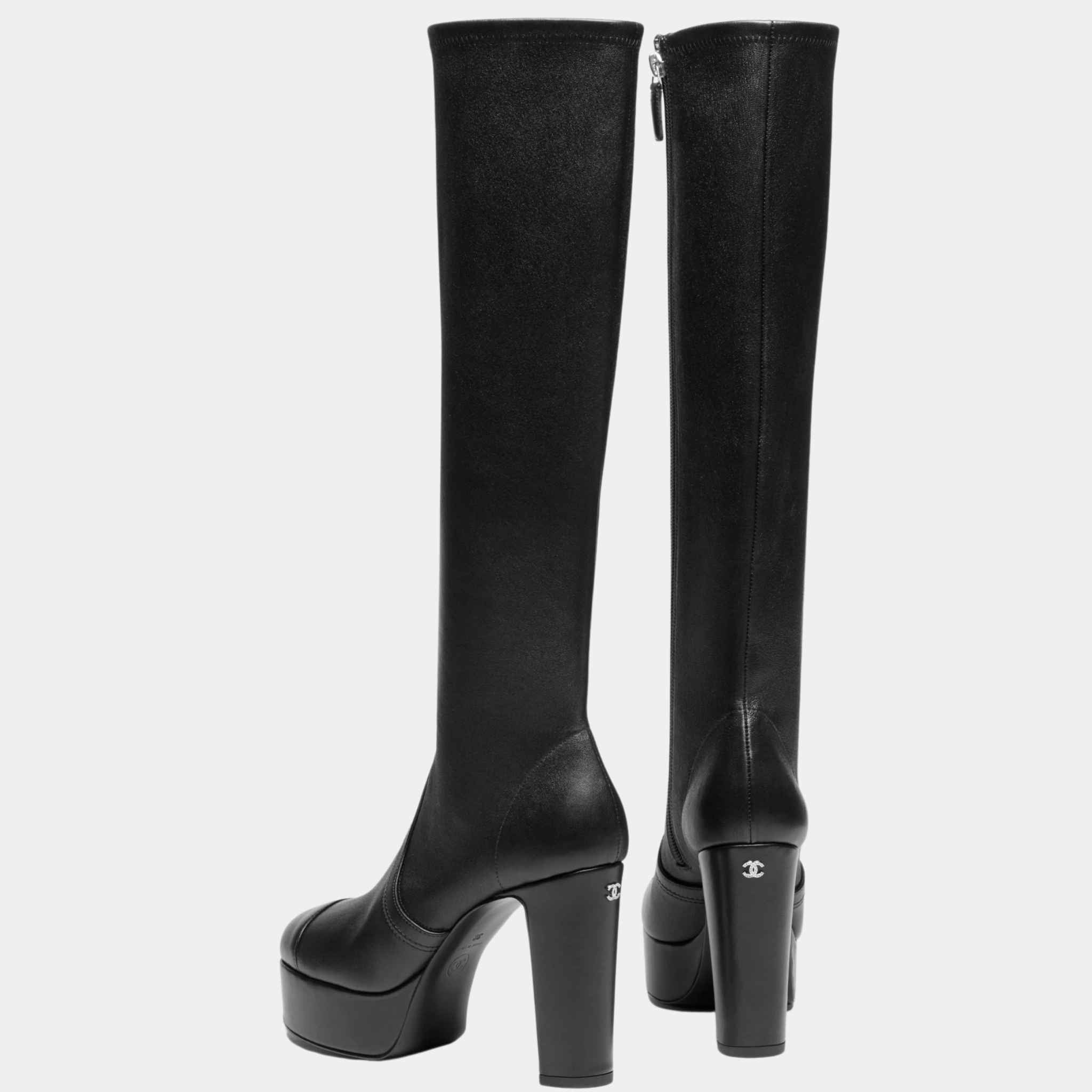 Chanel High Boots Stretch Lambskin And Lambskin Black, Rear