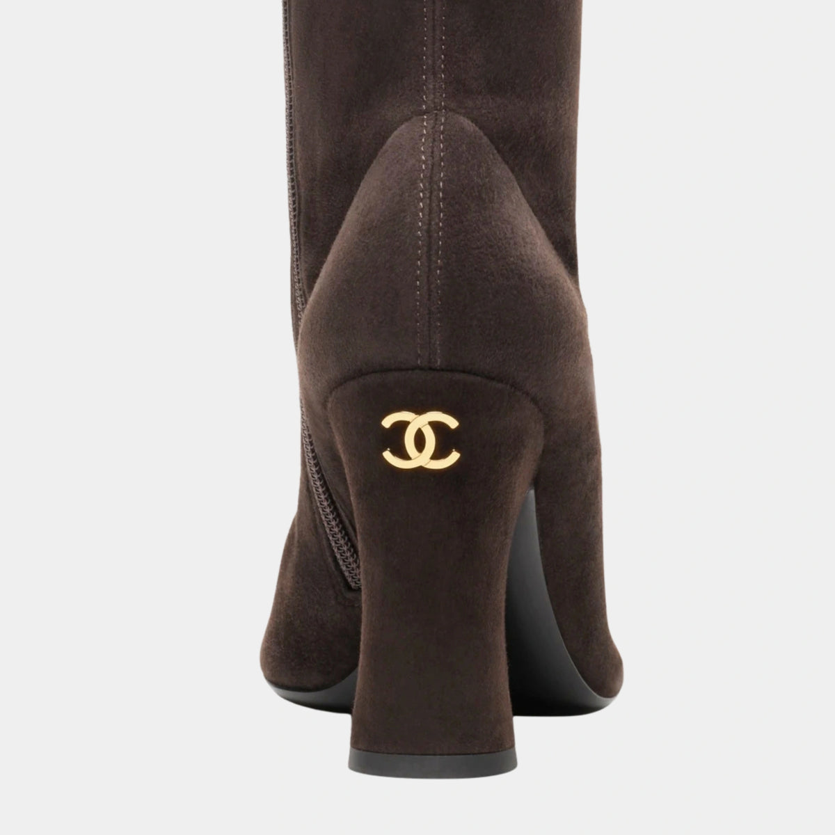 High Boots Stretch Suede Lambskin &amp; Lambskin Brown &amp; White