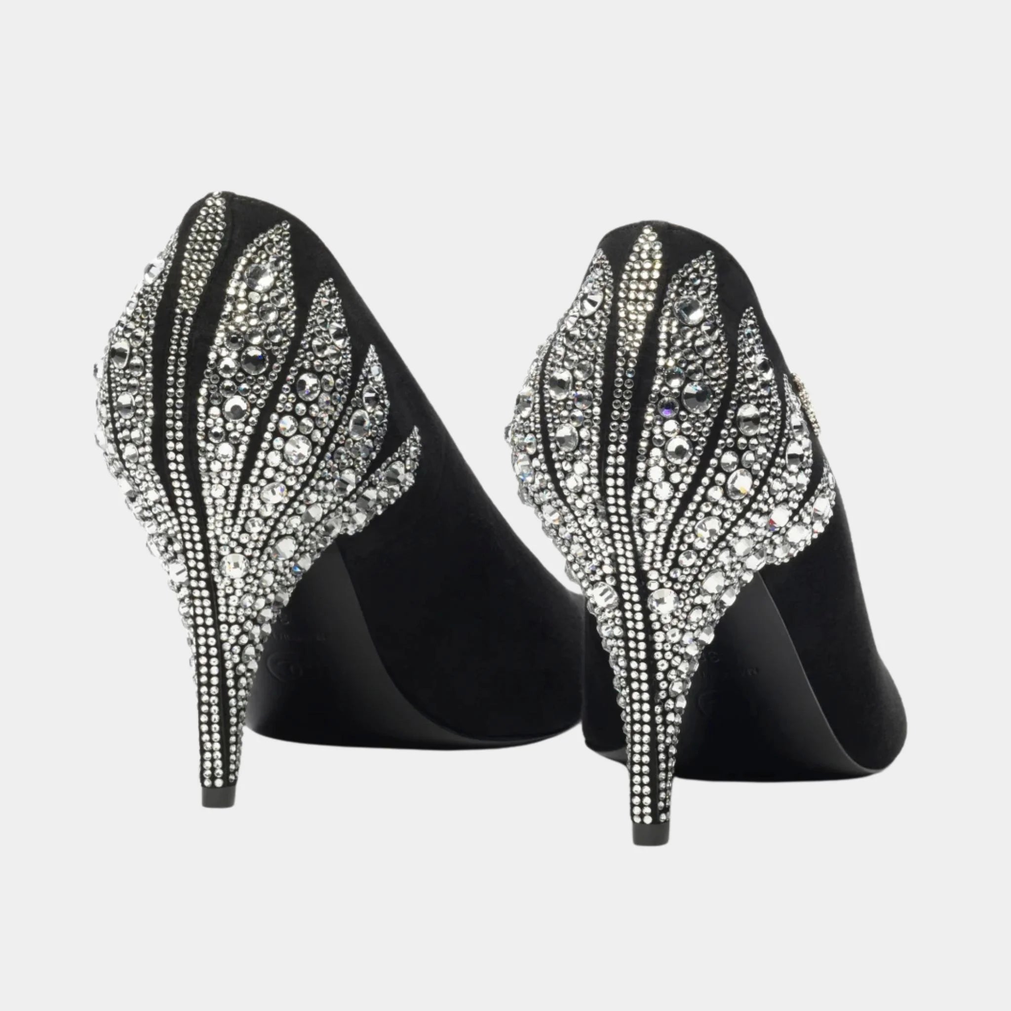 High Heels Velvet Goat &amp; Rhinestones Black &amp; Silver