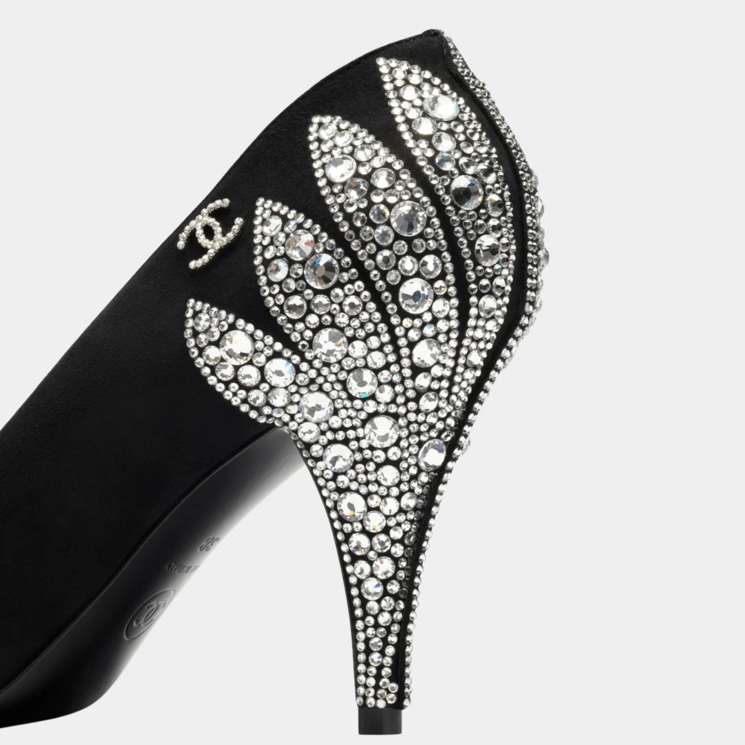 High Heels Velvet Goat &amp; Rhinestones Black &amp; Silver