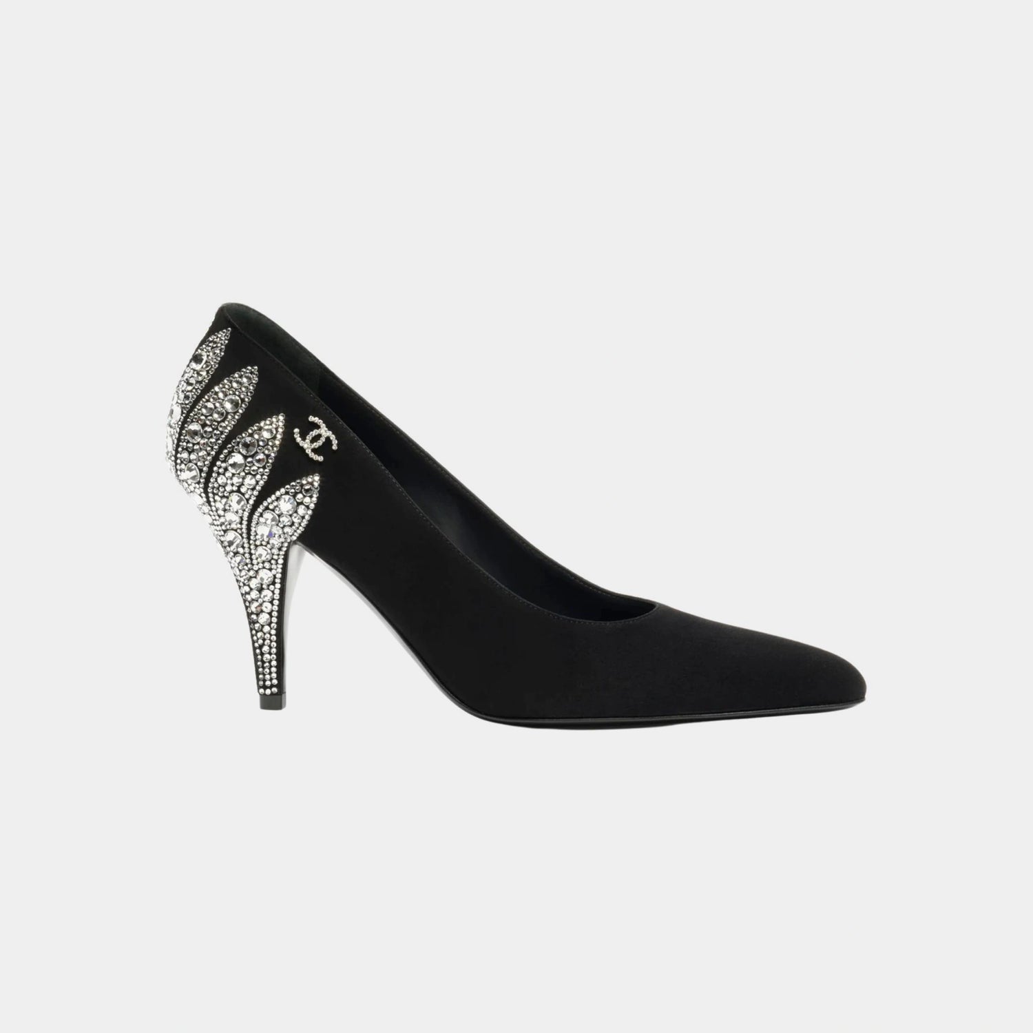 High Heels Velvet Goat &amp; Rhinestones Black &amp; Silver