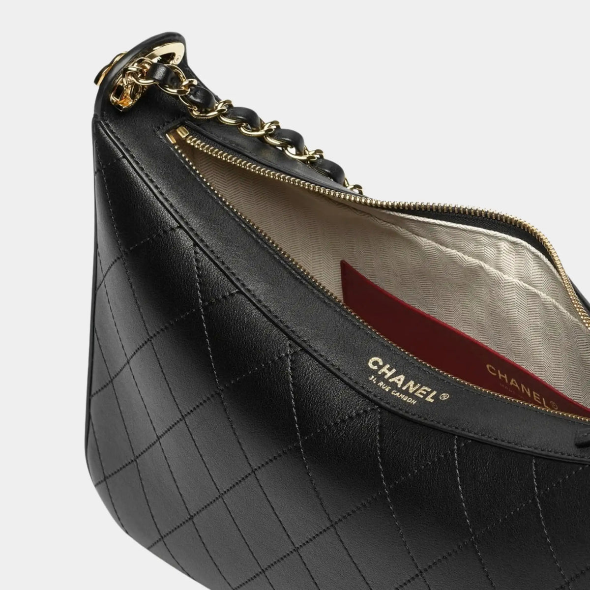 Chanel Hobo Bag Lamb Calf &amp; Gold-Plated Metal Black