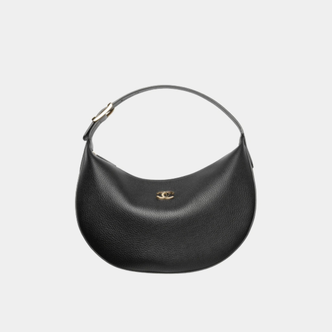 Chanel Hobo Handbag Grained Calfskin & Gold-Tone Metal Black