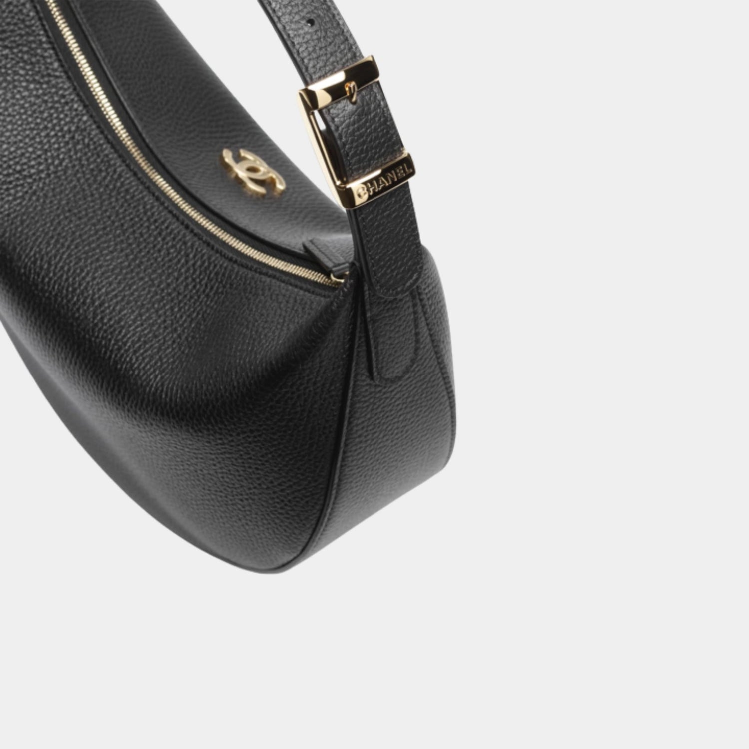 Chanel Hobo Handbag Grained Calfskin &amp; Gold-Tone Metal Black